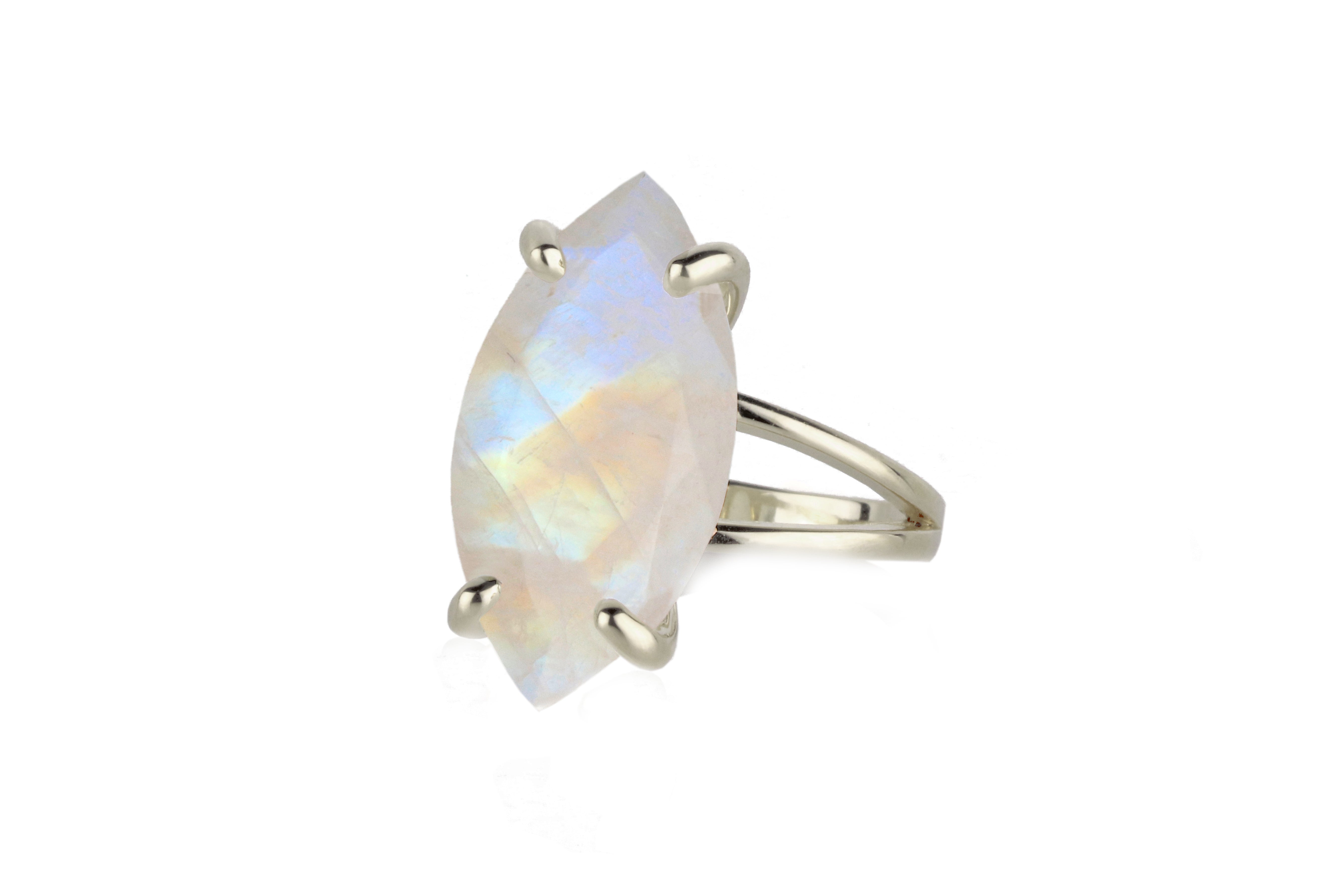 Marquise Moonstone Rings in 14k Gold Rings Anemone Jewelry