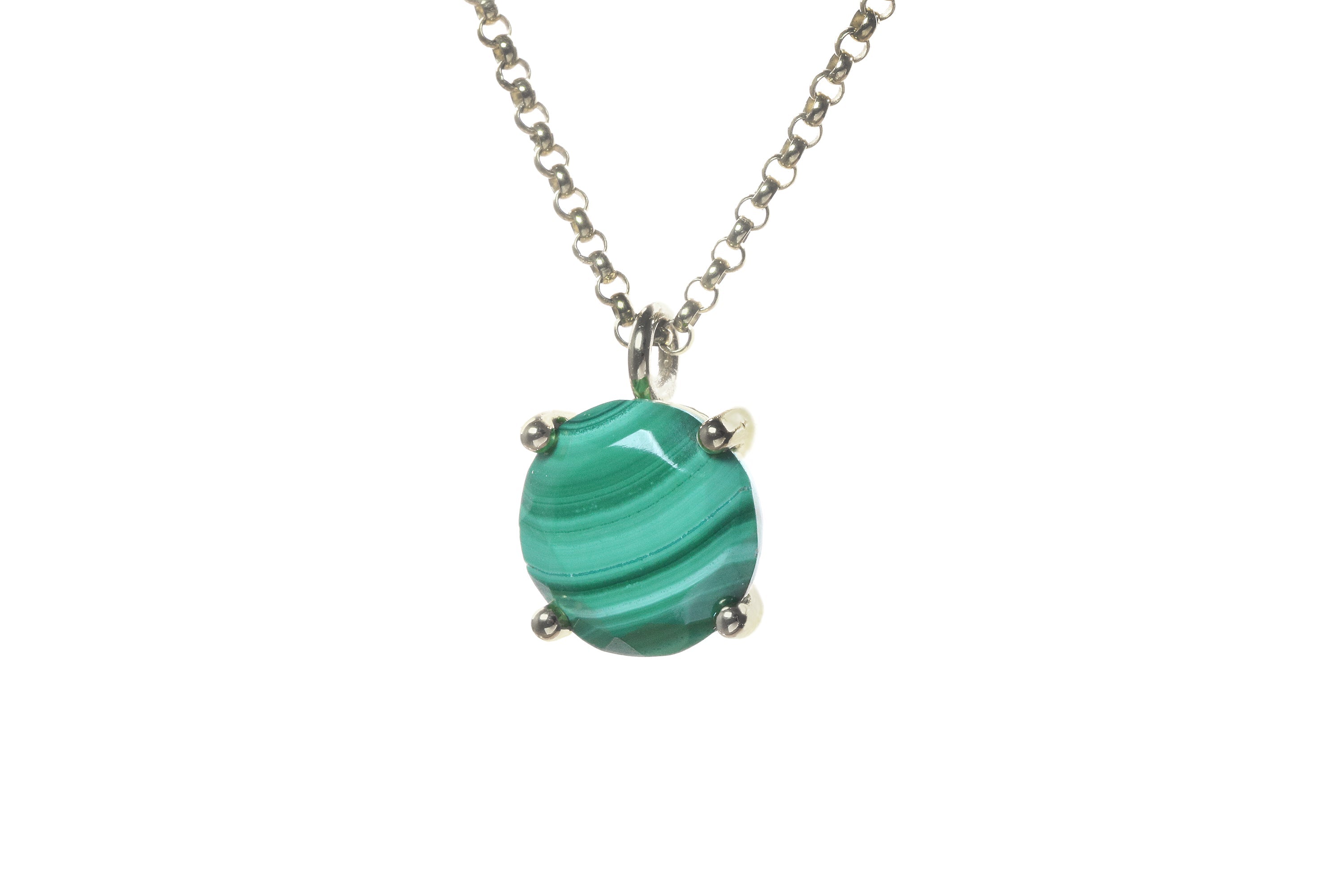Vibrant Malachite Pendant Necklace in Gold necklaces Anemone Unique
