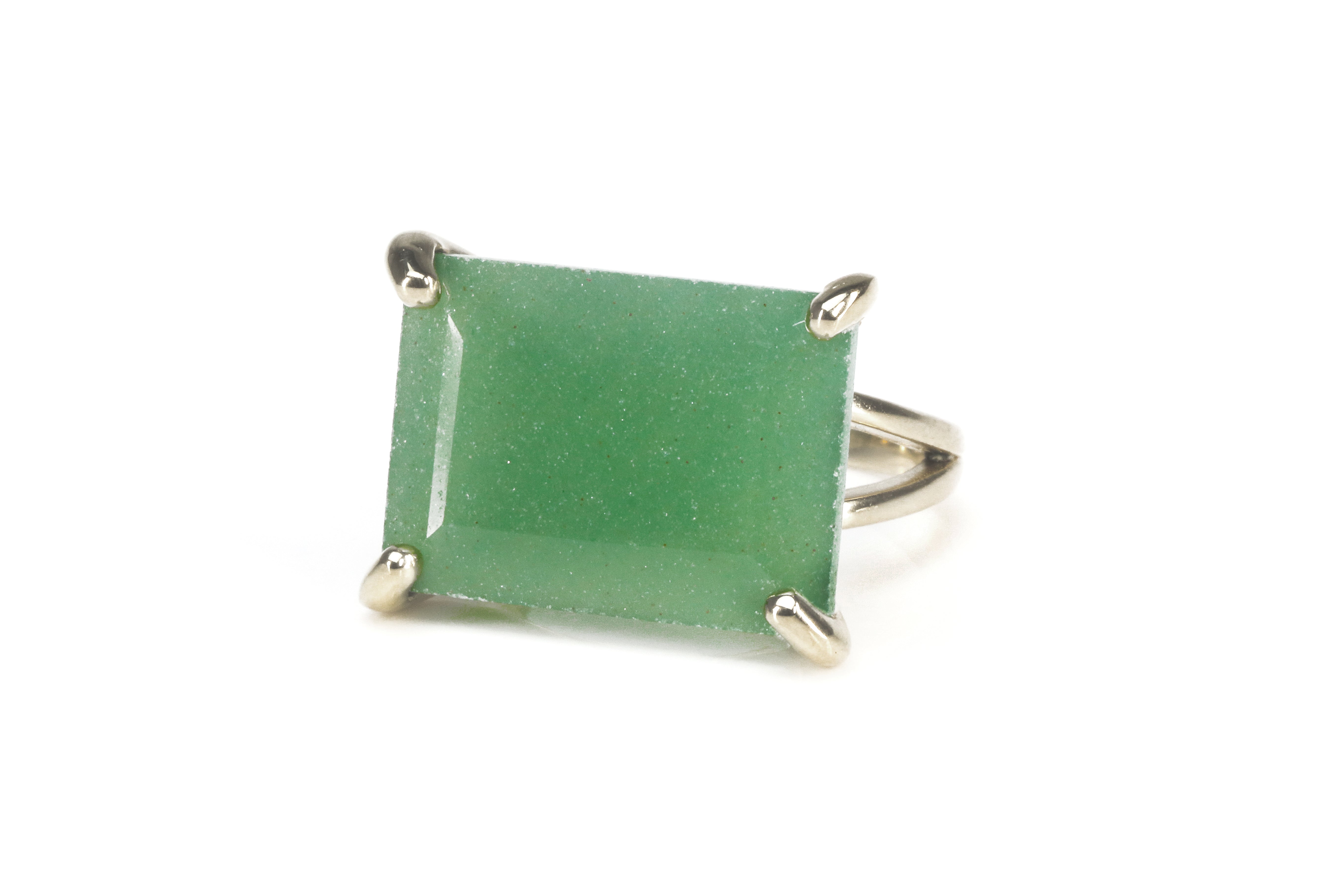 Rectangle Cut Aventurine Ring in 925 Silver Rings Anemone Jewelry