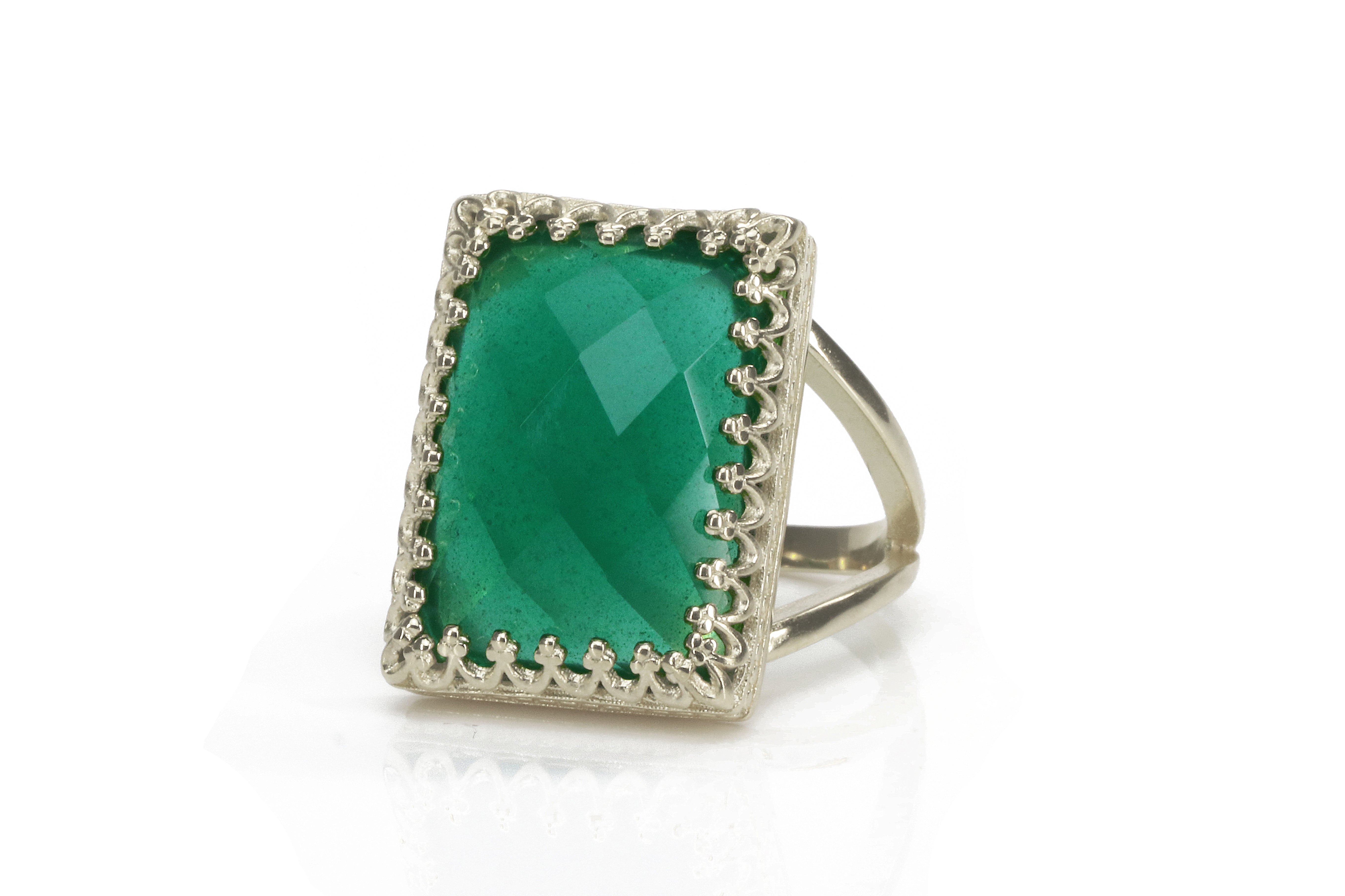 Lovely Green Onyx in 925 Sterling Silver Ring Rings Anemone Jewelry