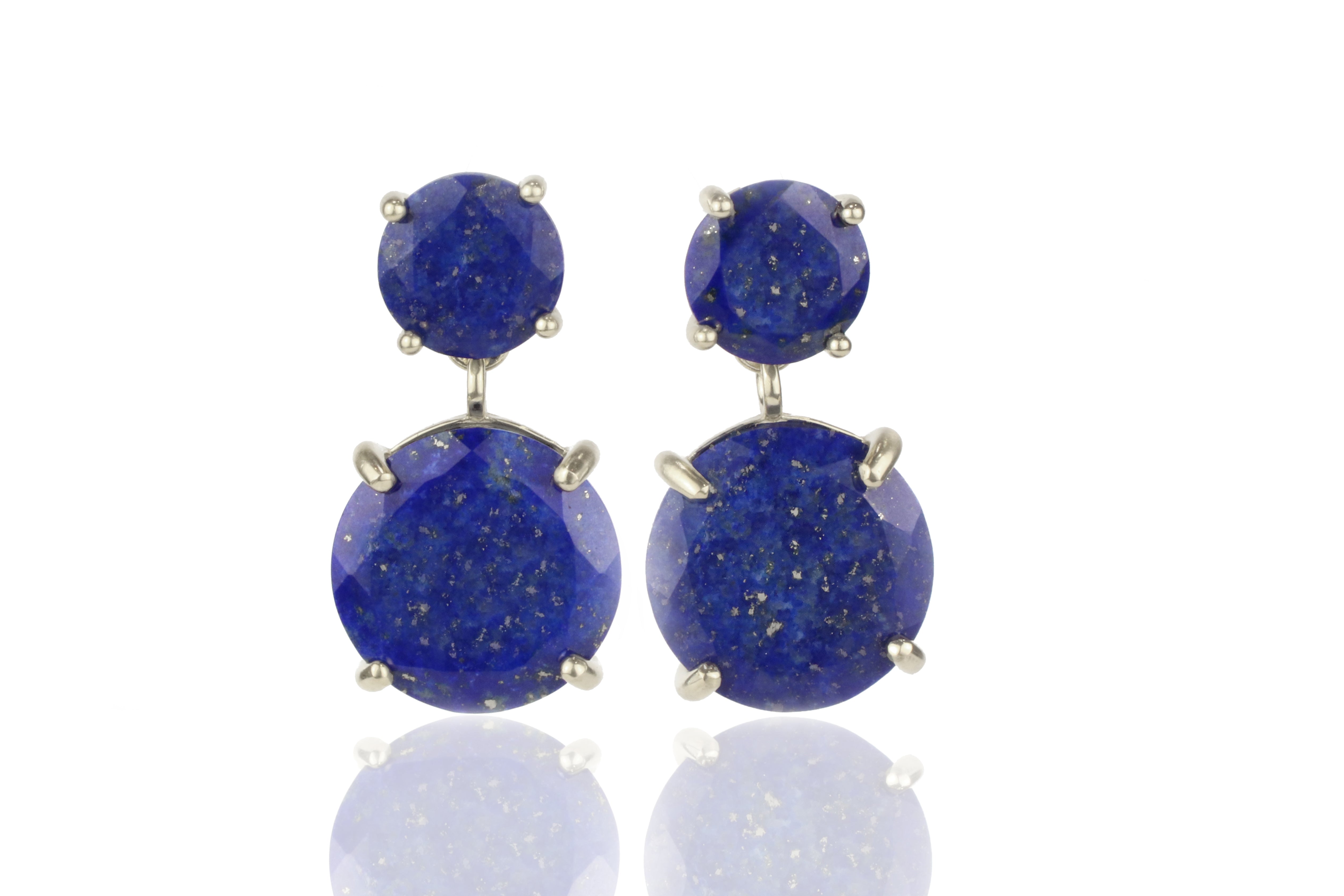 Natural Lapis Lazuli Double Blue Stone 14k Gold Earrings Earrings Anemone Jewelry