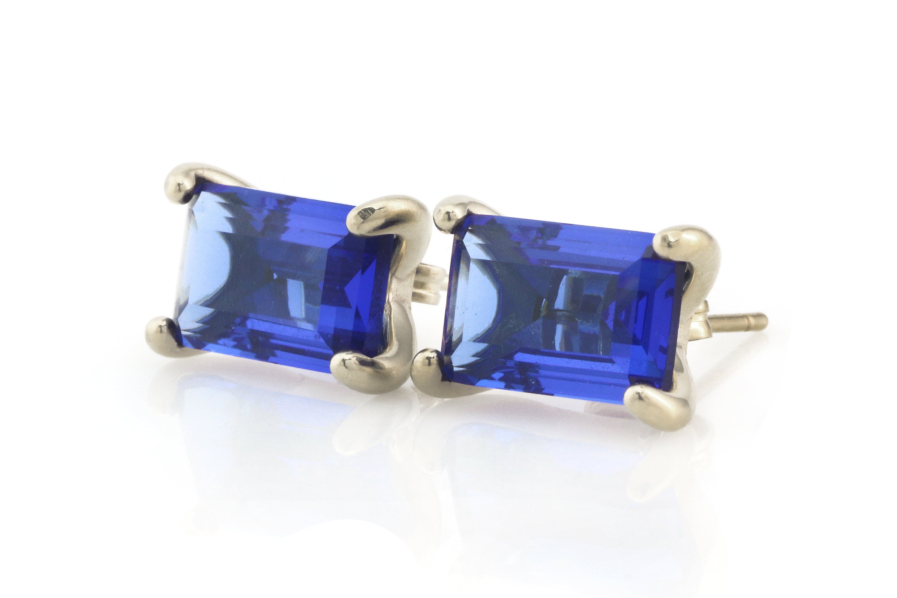Simple Rectangle Sapphire Gold Earrings Earrings Anemone Unique