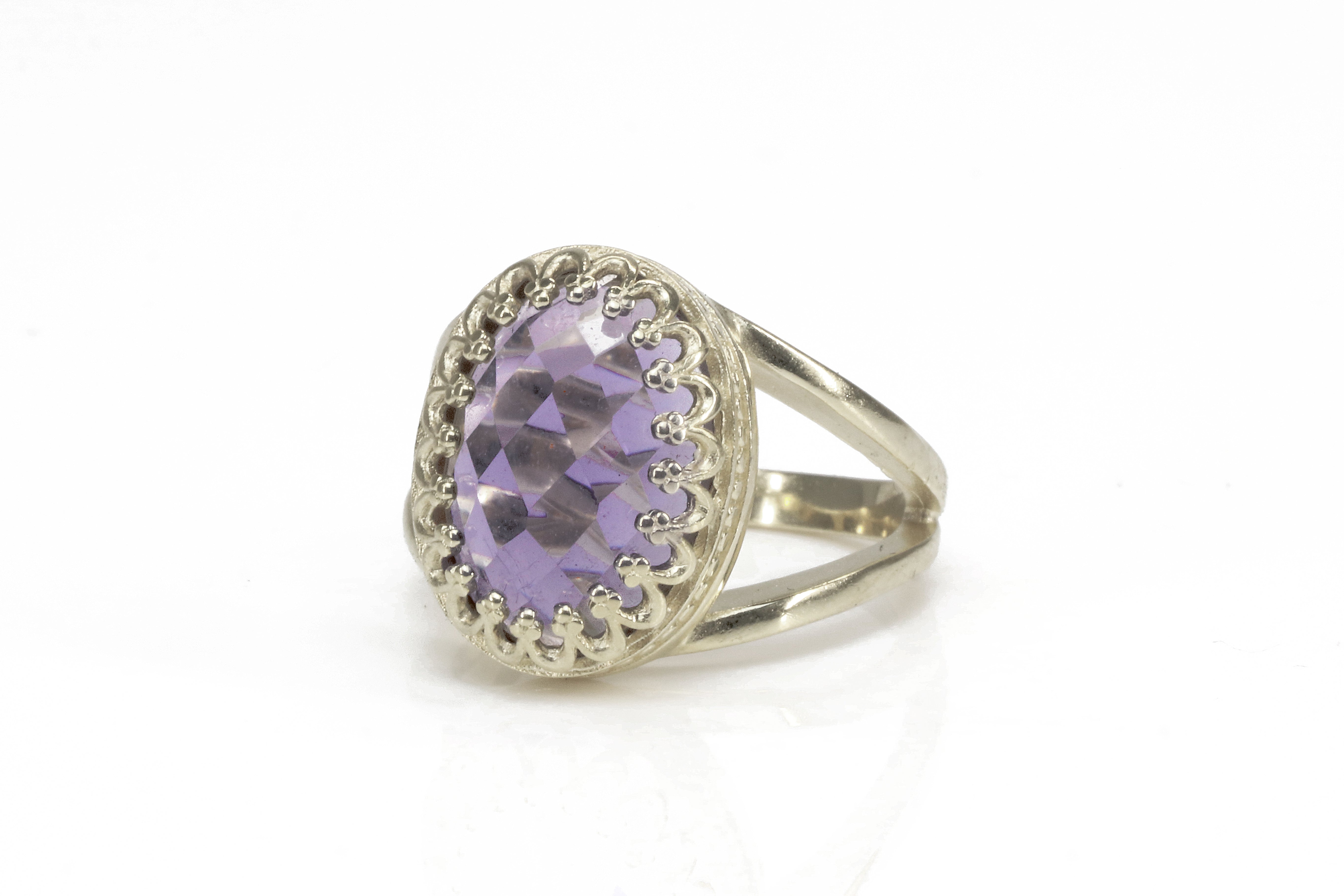 Elegant Amethyst Gemstone in Sterling Silver Rings Anemone Jewelry