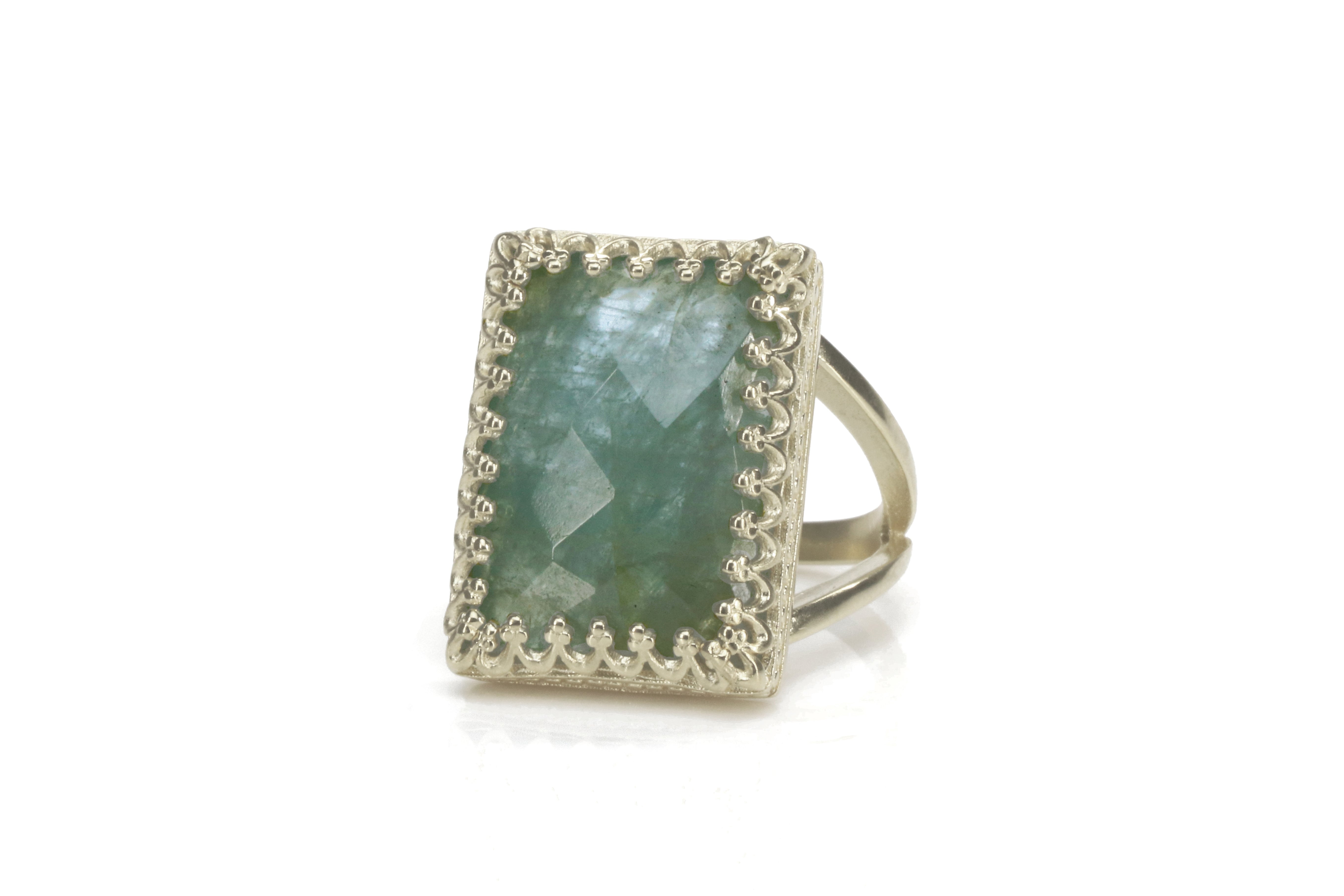 Rectangle 13x18mm Aquamarine Ring in 14k Gold Filled Rings Anemone Jewelry