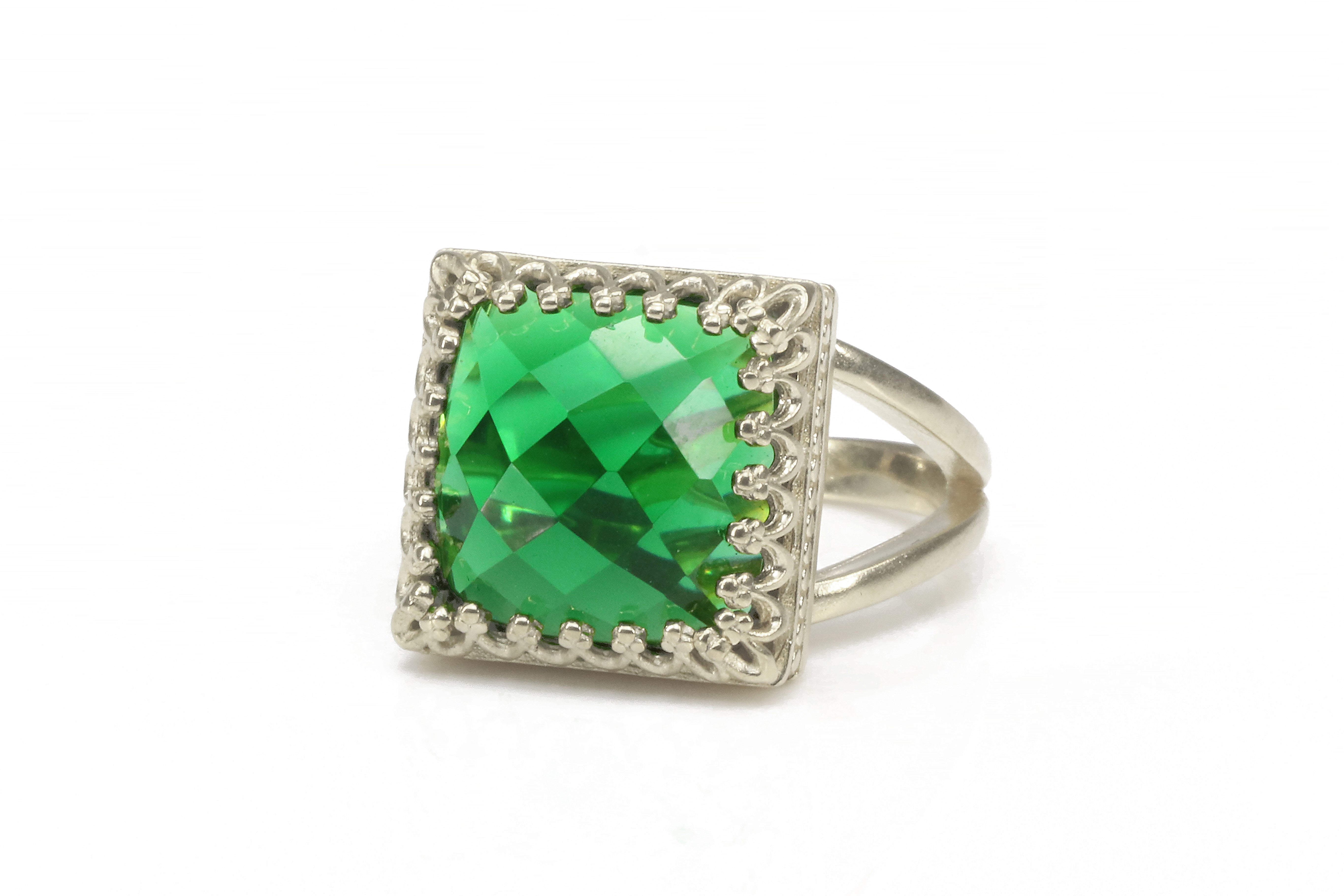 Charming Emerald Unique Ring in 14k Gold Filled Rings Anemone Jewelry