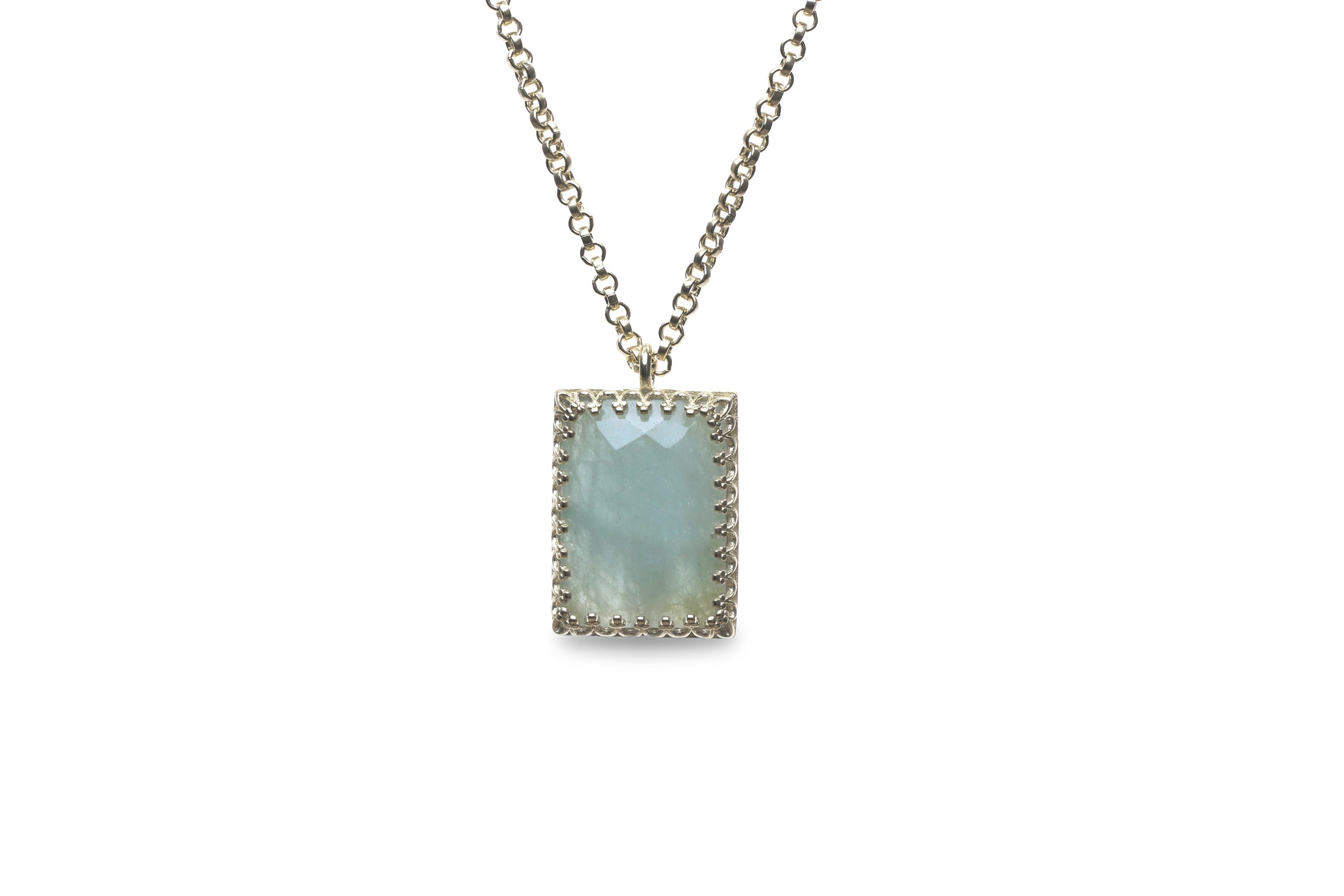 Statement Aquamarine Pendant Necklace necklaces Anemone Jewelry