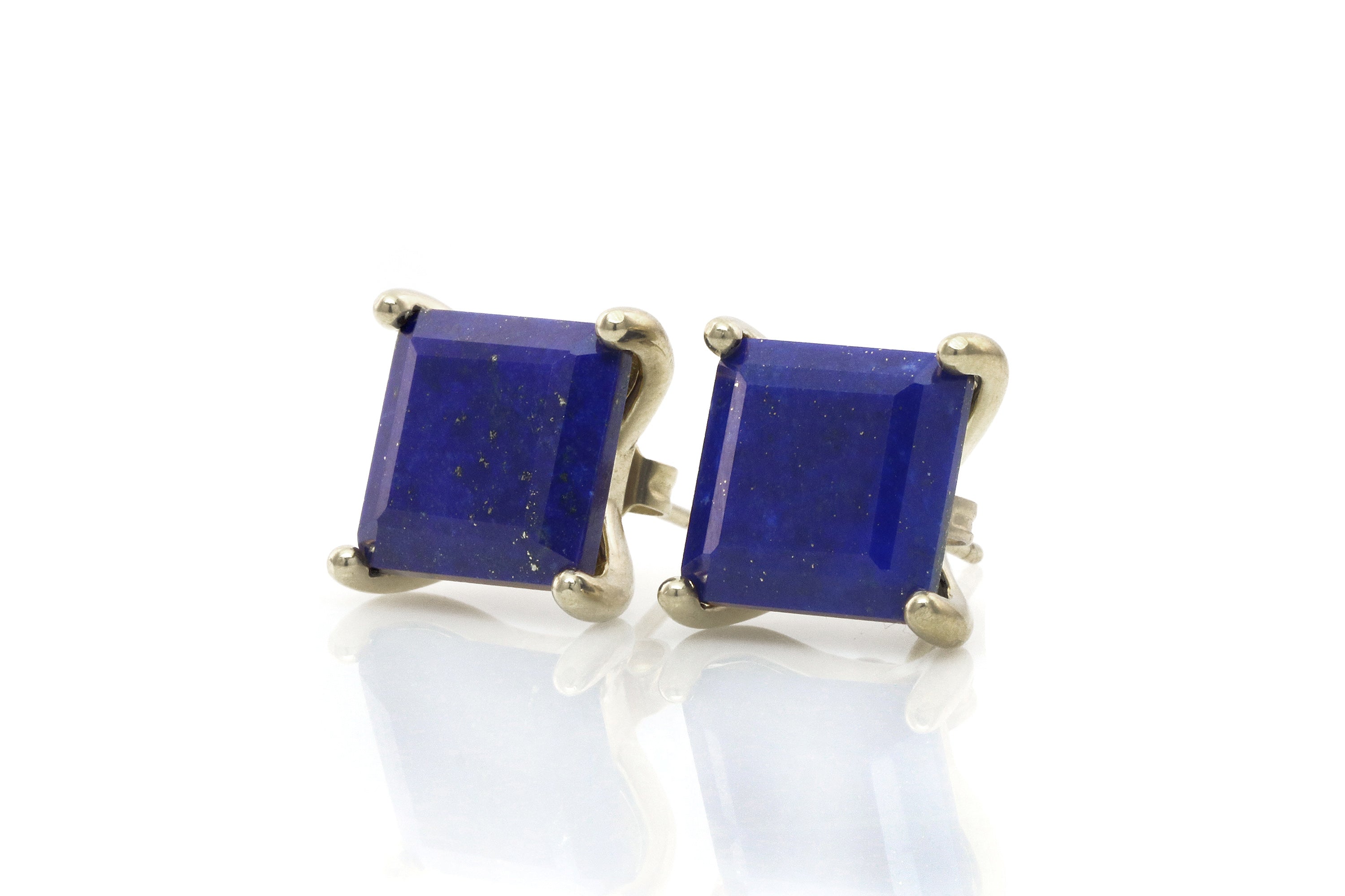 Gold Lapis Lazuli Square Earrings Earrings Anemone Unique