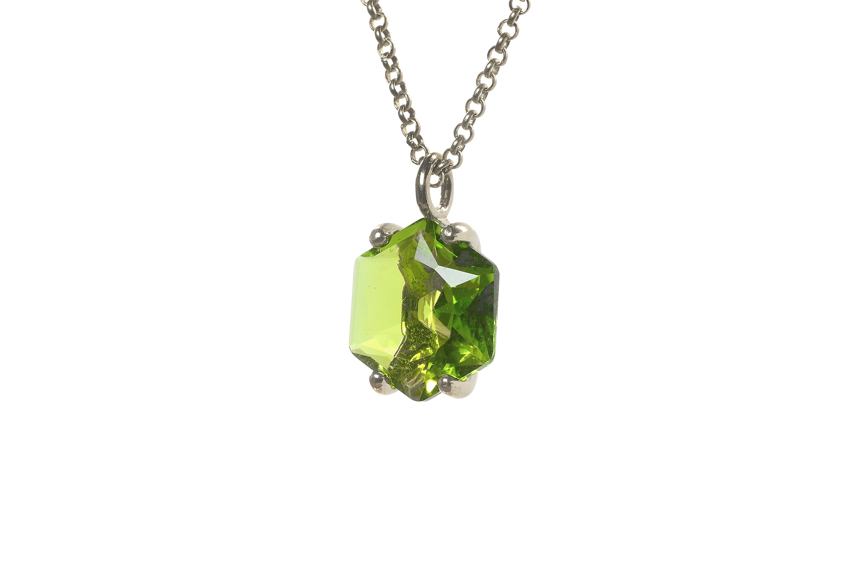 Hexagon Peridot Pendant Gold Necklace necklaces Anemone Unique
