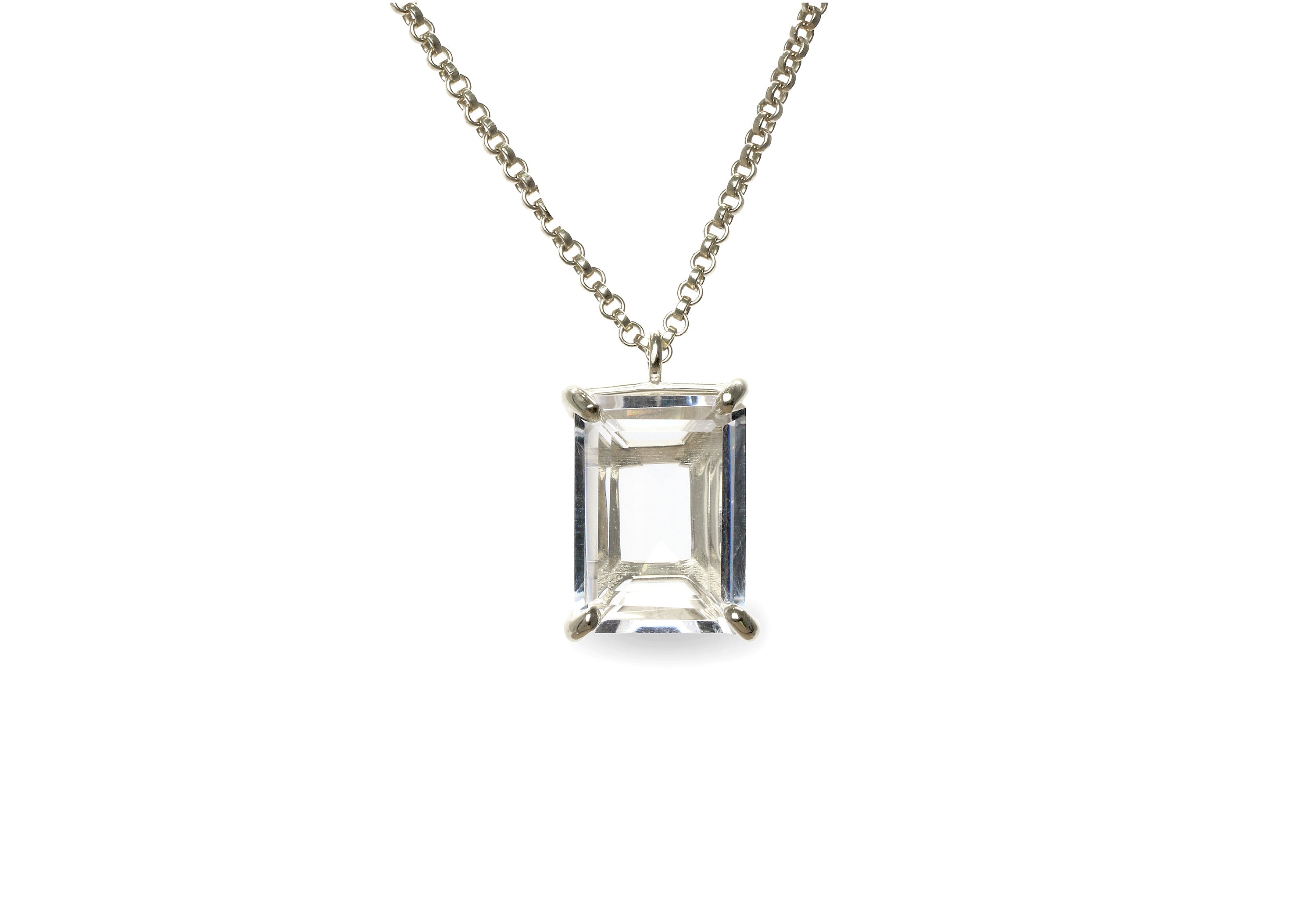 Glam Rectangular Clear Quartz Necklace necklaces Anemone Jewelry