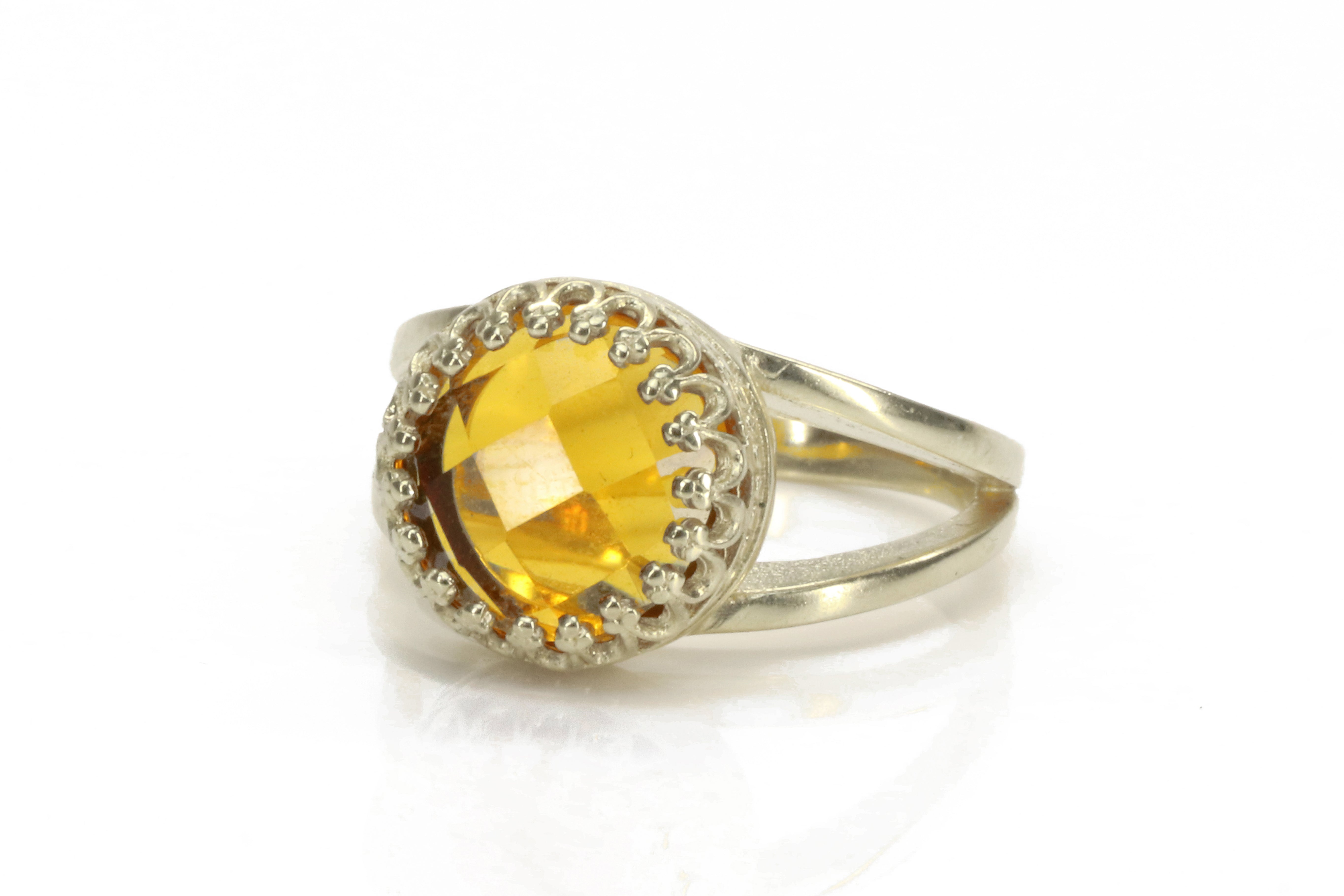 Citrine Ring with 14K Rose Gold-filled Double Band Rings Anemone Jewelry