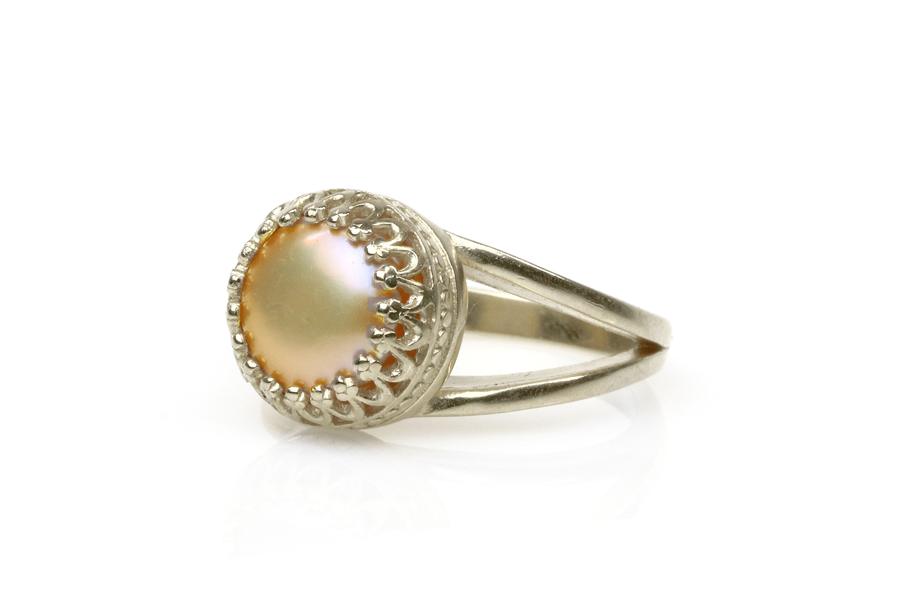 Artisan Gold Peach Pearl Ring Rings Anemone Jewelry