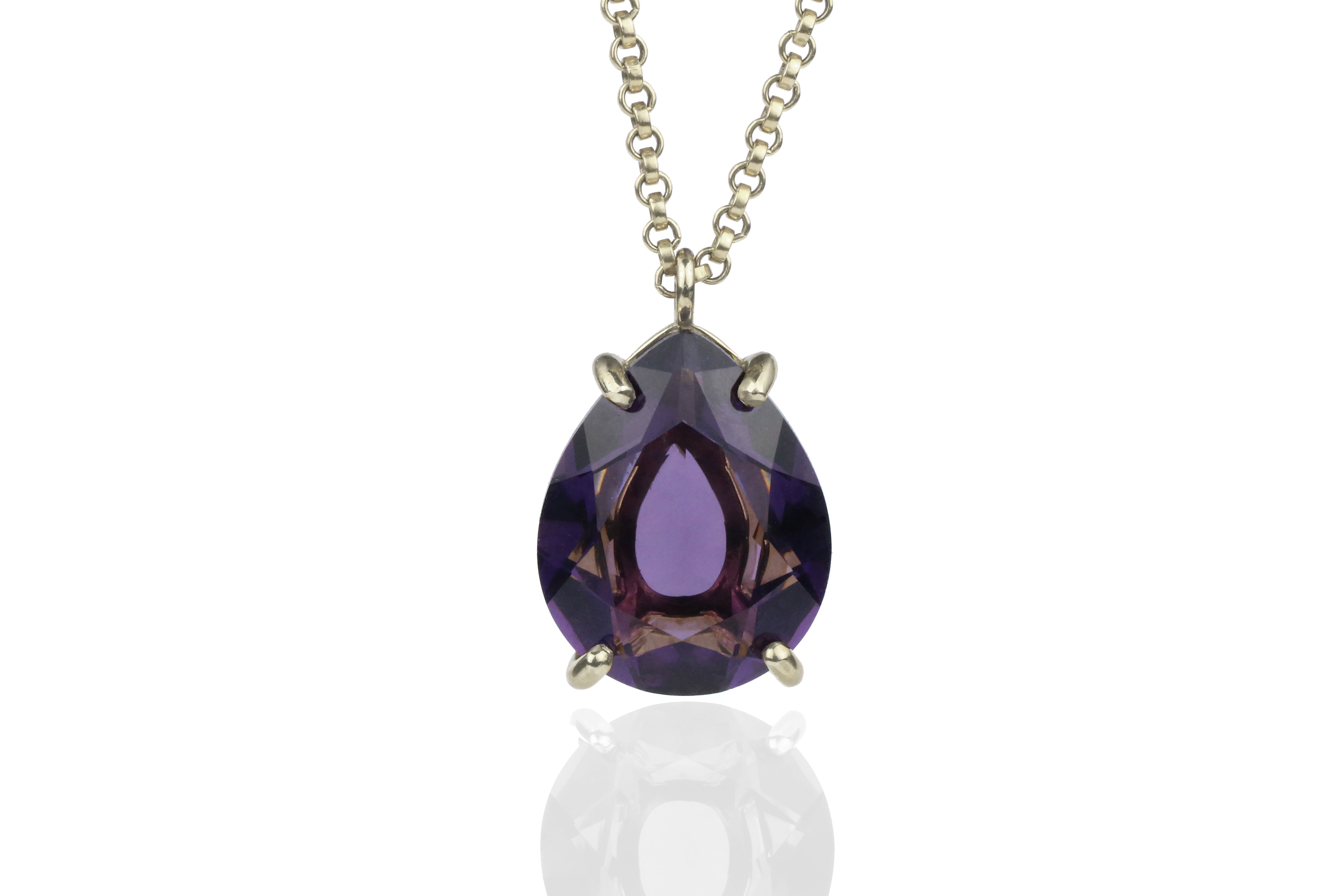 Pear Amethyst Crystal 14k Gold Necklace necklaces Anemone Jewelry