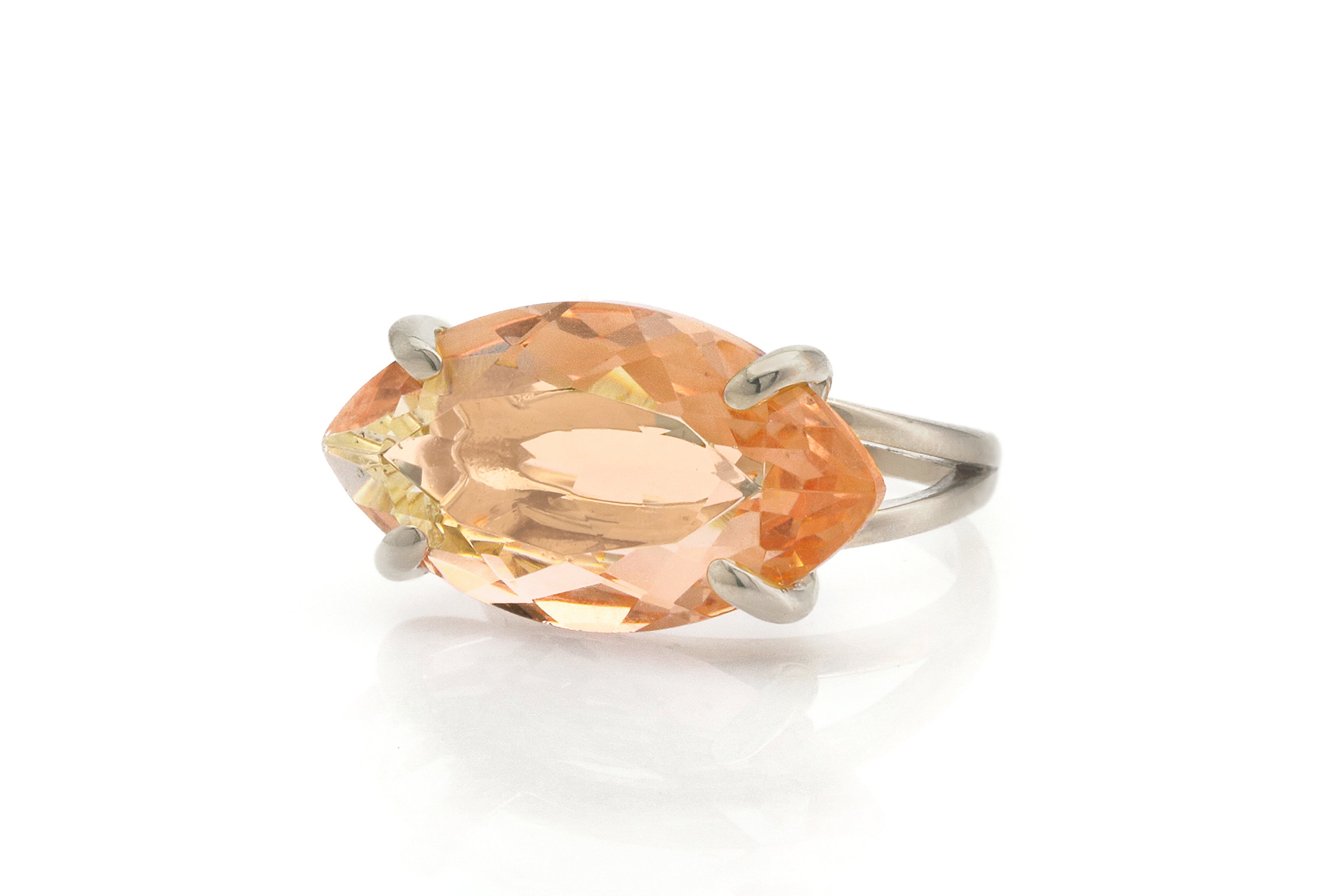 Lustrous Marquise Solitaire Morganite Gold Ring Rings Anemone Jewelry