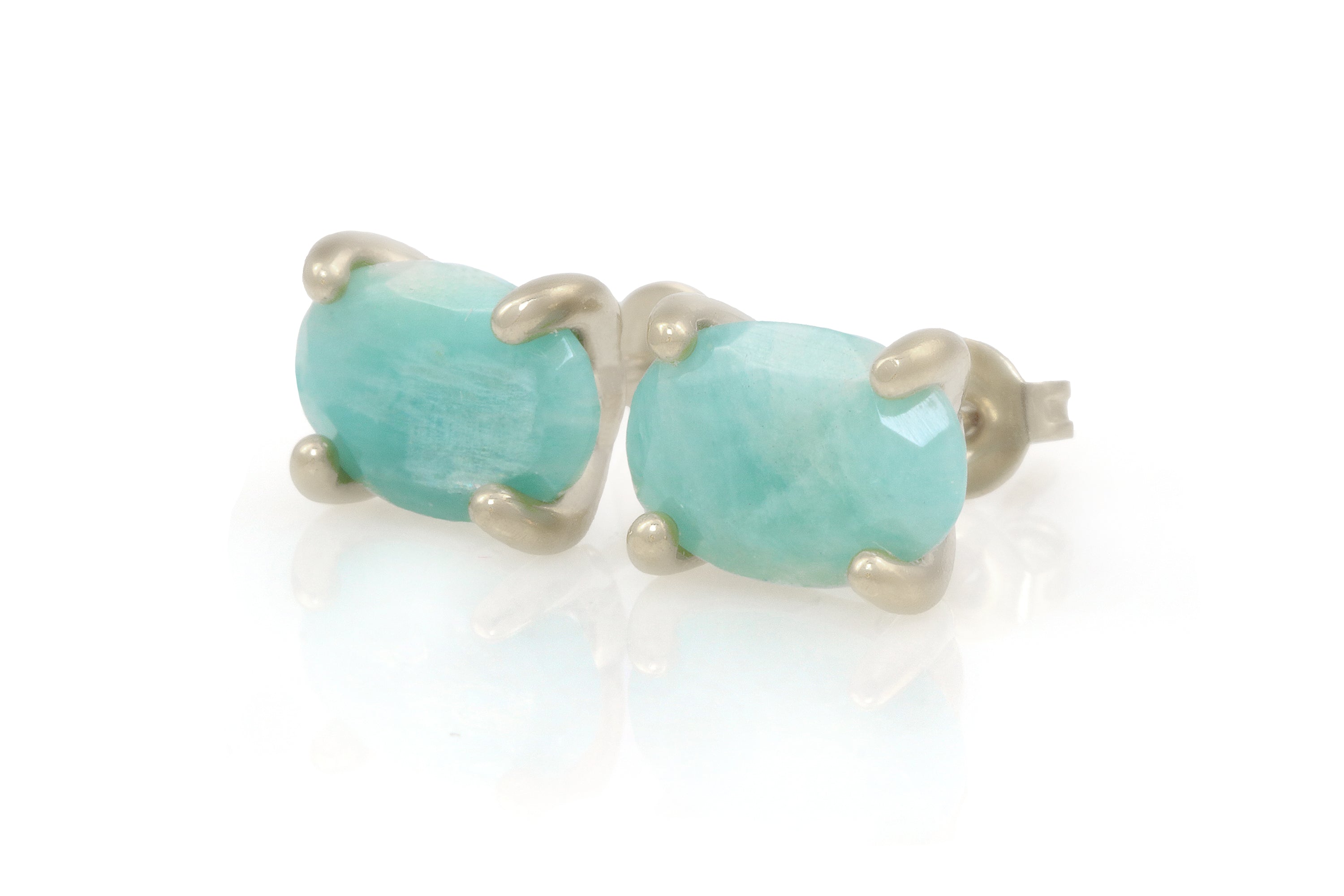 Delicate Oval Amazonite Gold Earrings Earrings Anemone Unique