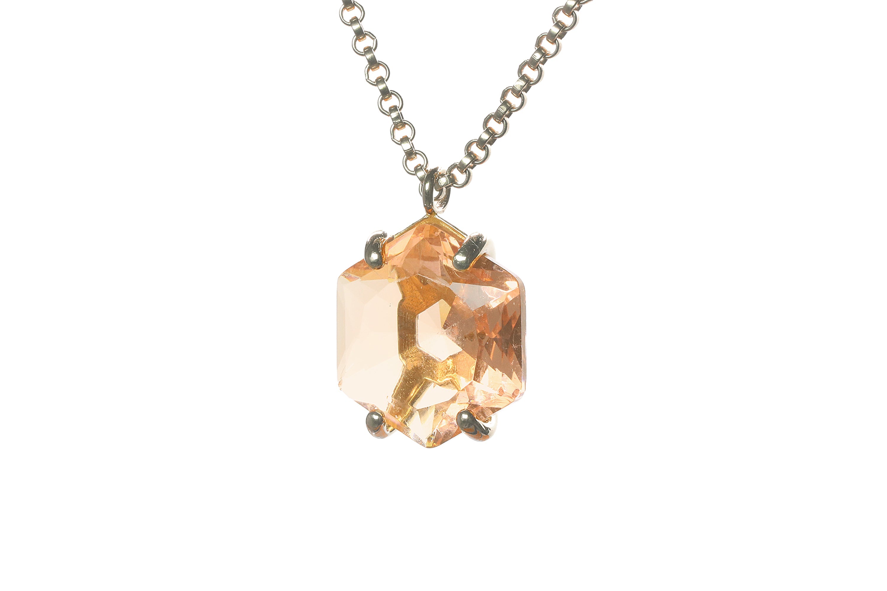 Amazing Hexagon Morganite Necklace in Gold necklaces Anemone Jewelry