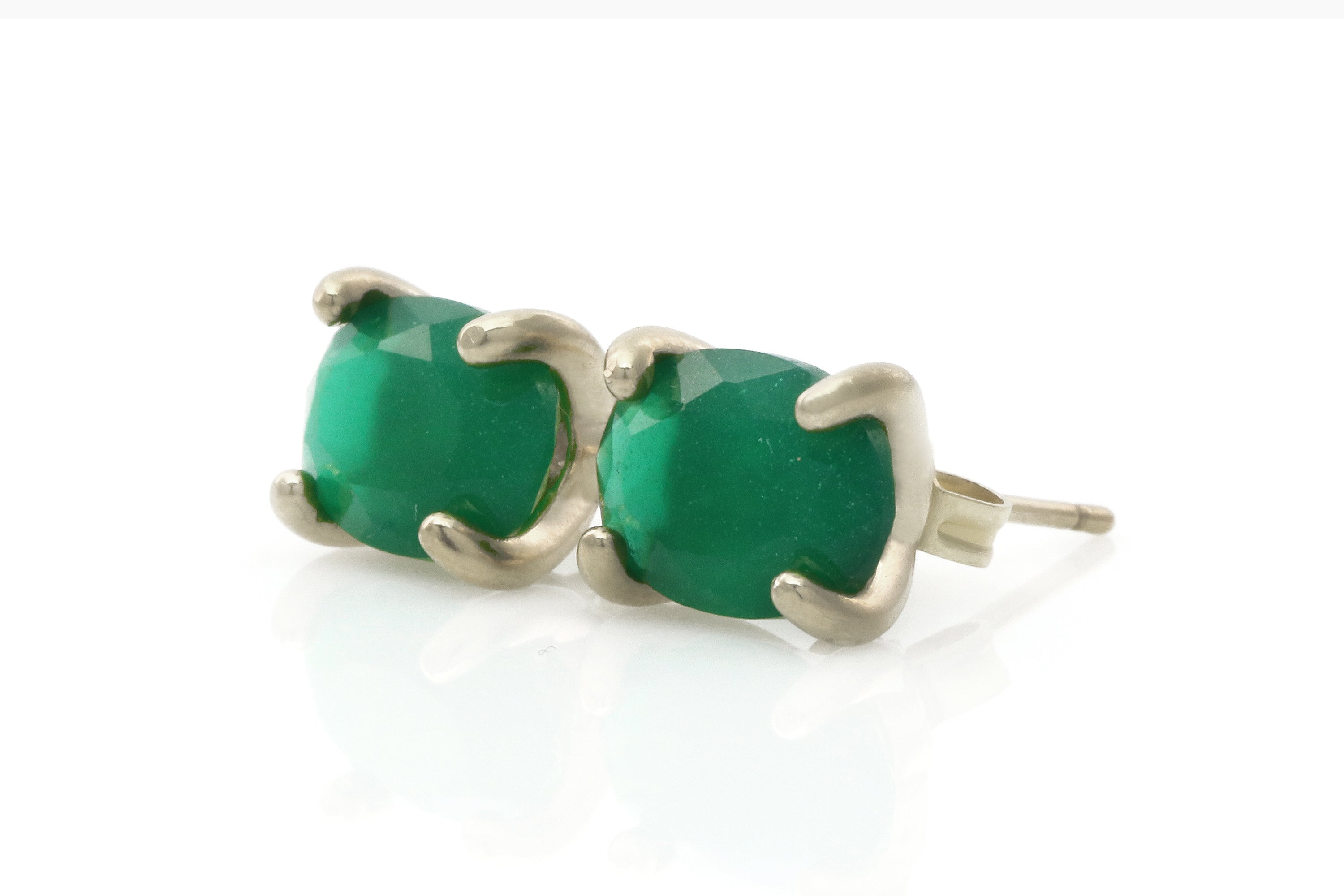 Vibrant Green Onyx Gold Earrings Earrings Anemone Unique