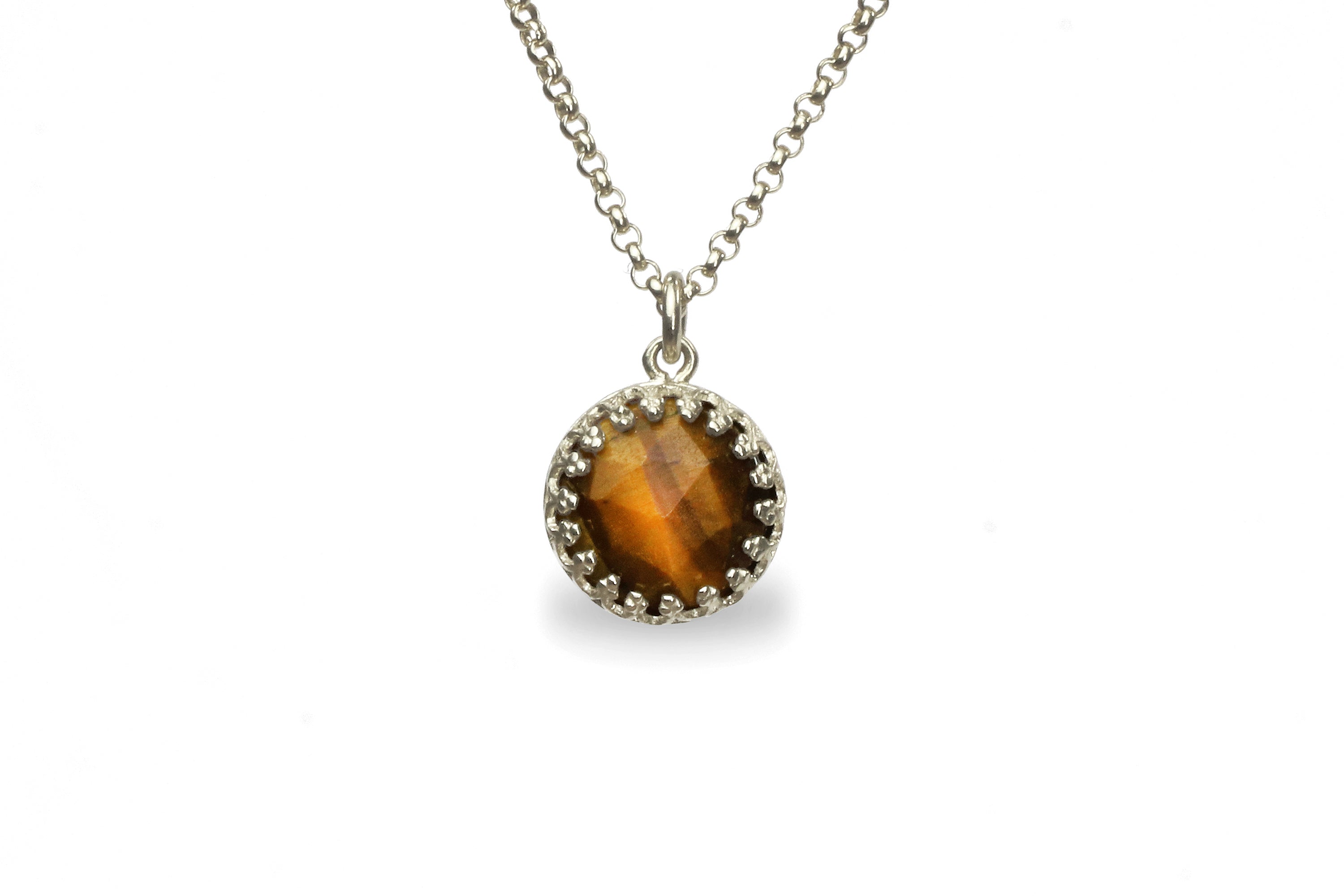Dainty Tiger Eye Necklace in Sterling Silver necklaces Anemone Jewelry
