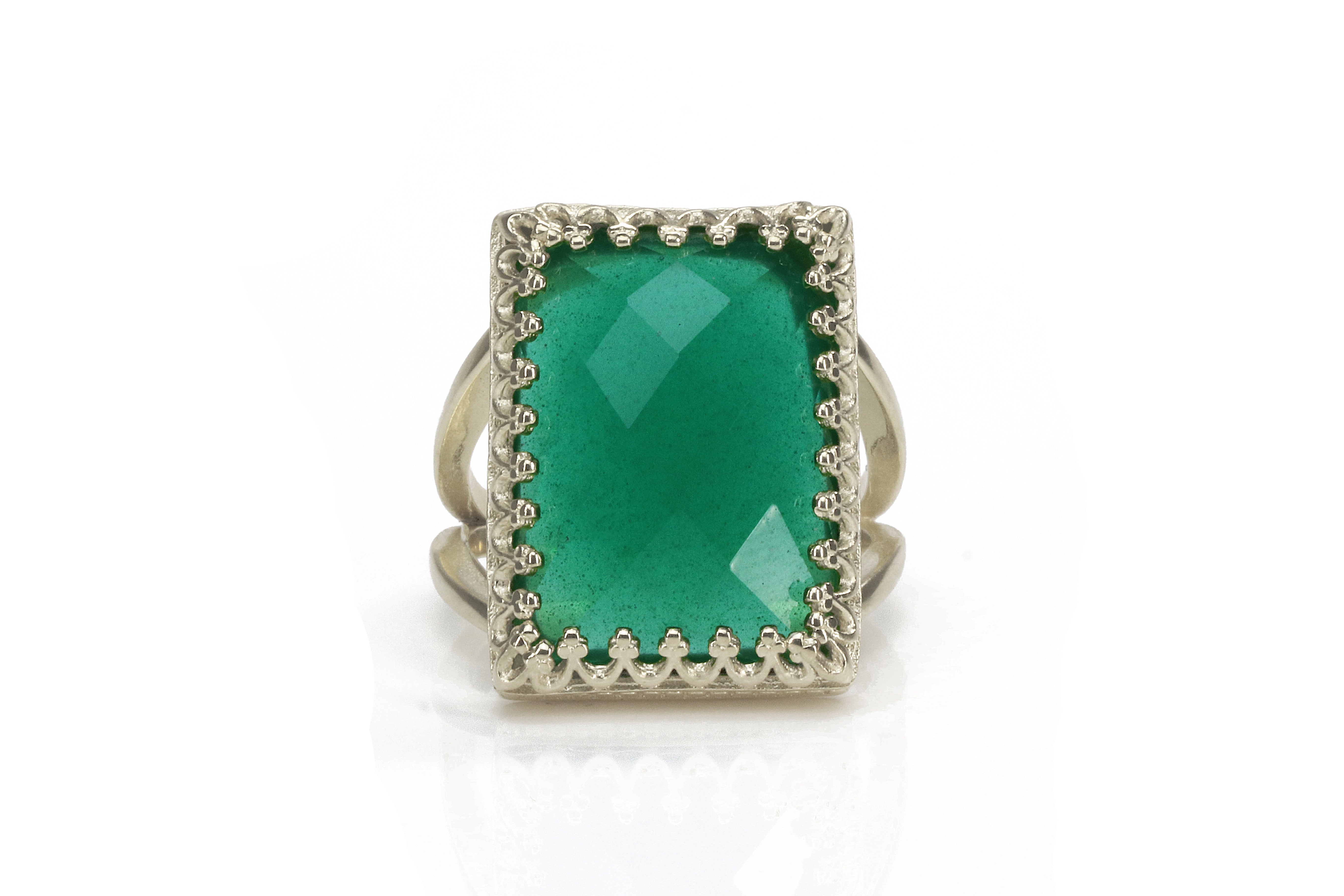 Lovely Green Onyx in 925 Sterling Silver Ring Rings Anemone Jewelry