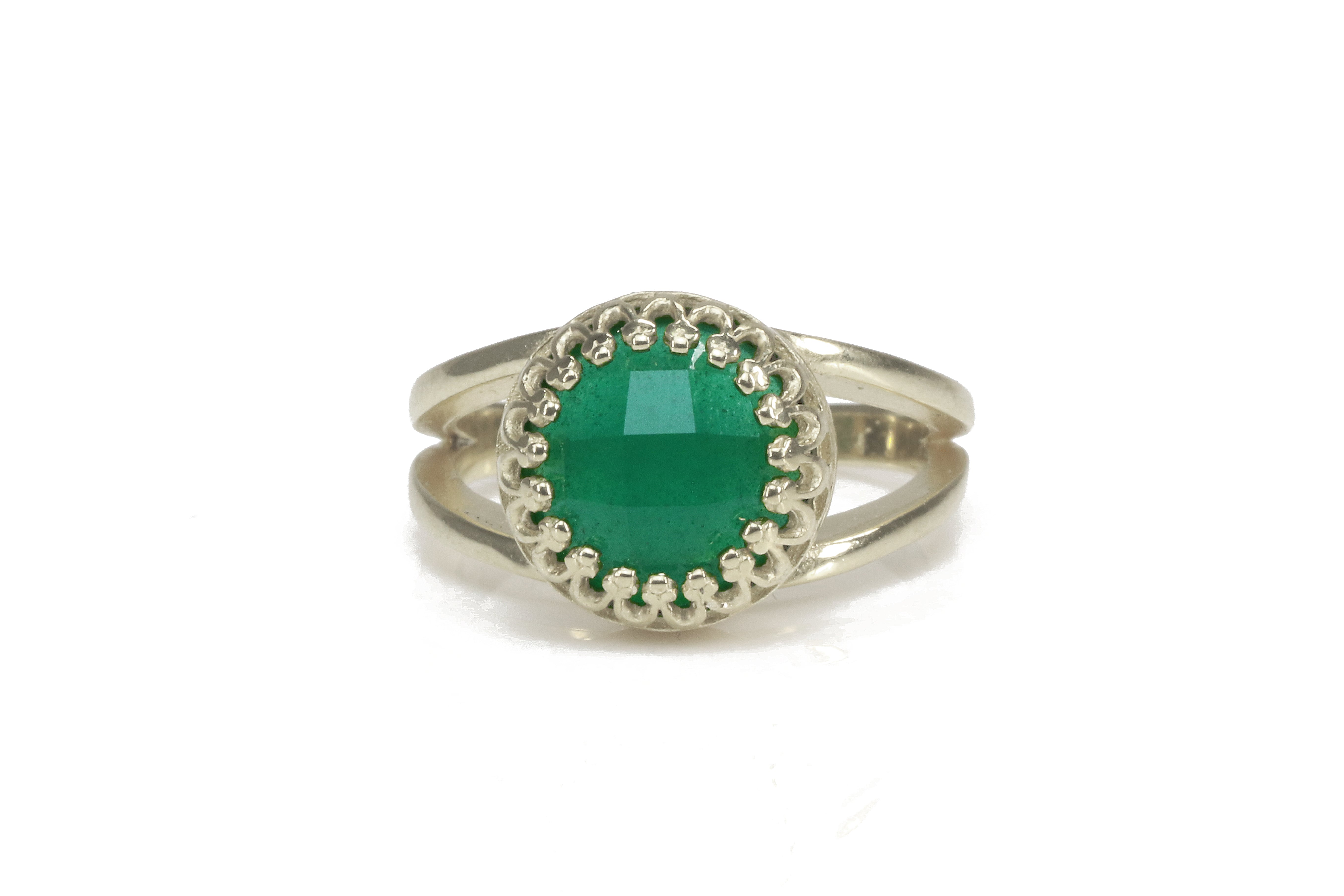 Green Onyx Gemstone in 925 Sterling Silver Ring Rings Anemone Jewelry