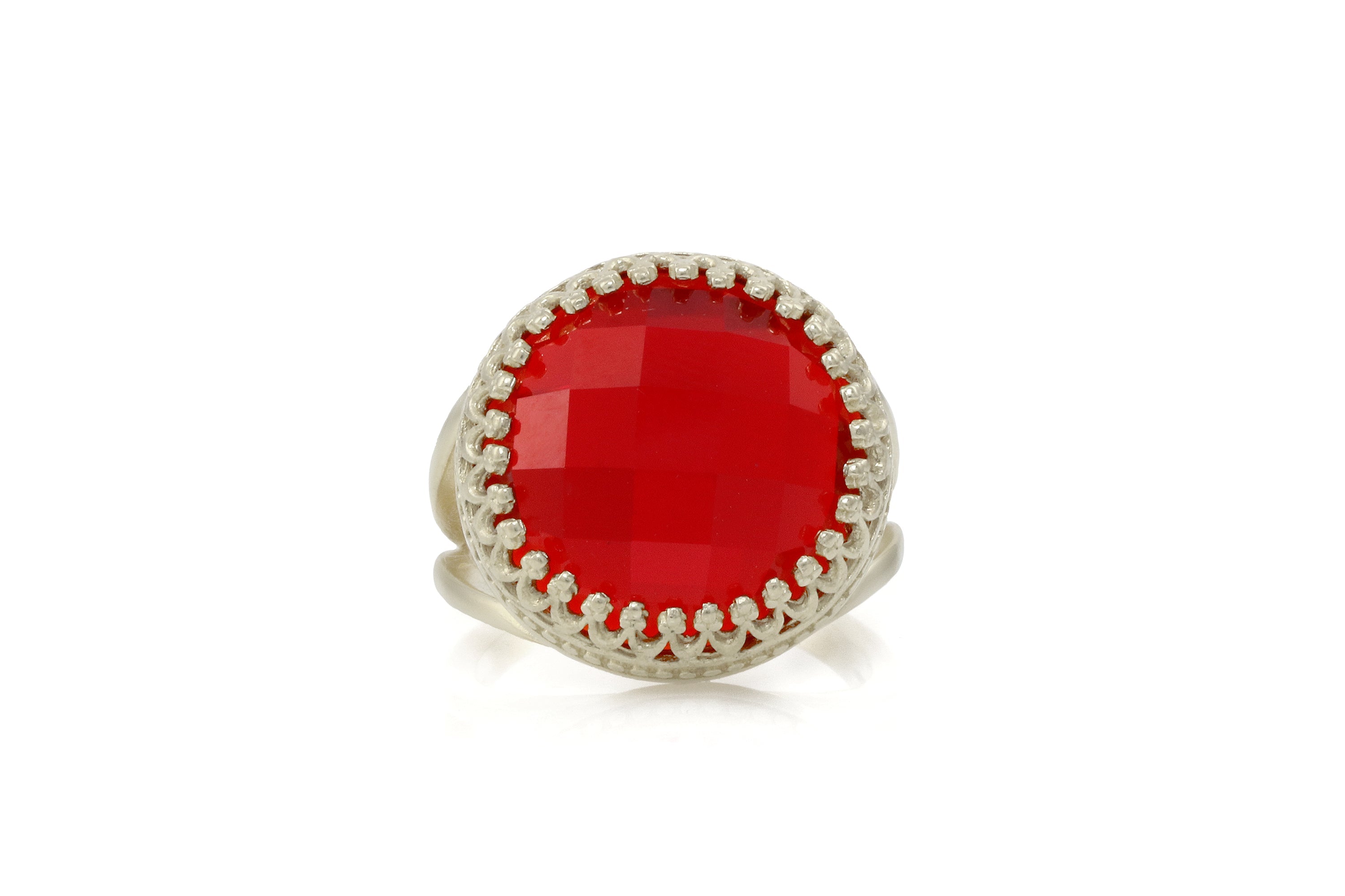 Round Ruby Sterling Silver Ring Rings Anemone Jewelry