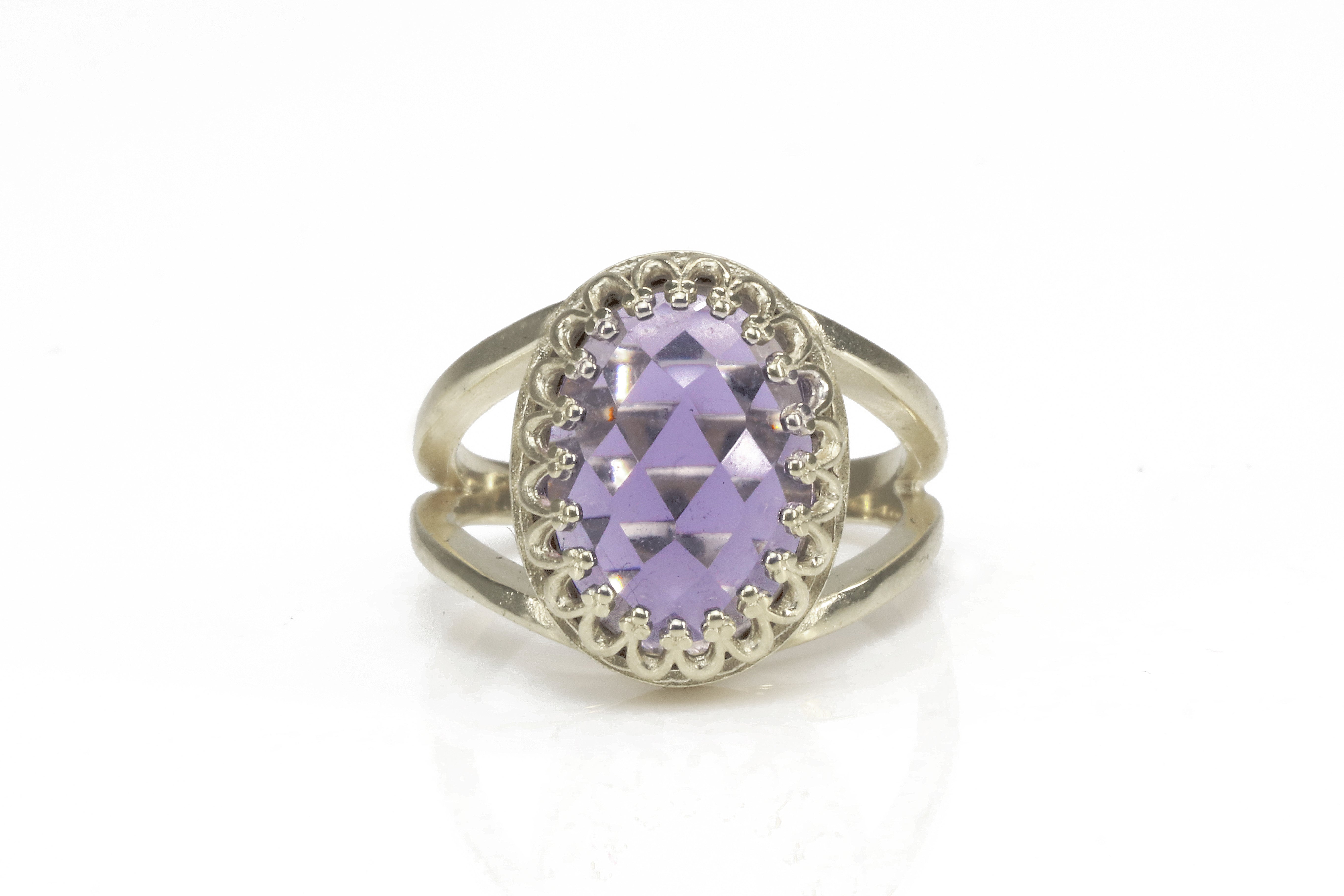 Elegant Amethyst Gemstone in Sterling Silver Rings Anemone Jewelry