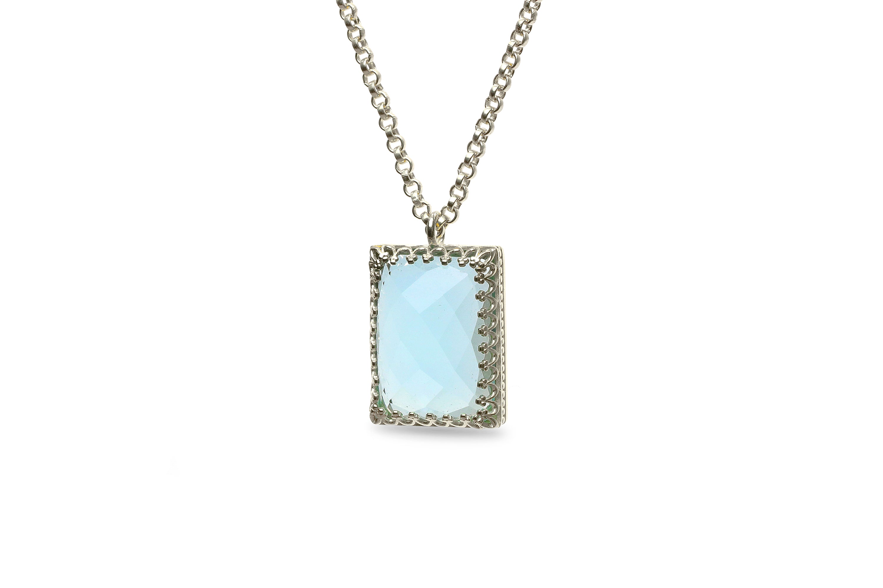 Stylish Rectangle Topaz Necklace in Gold necklaces Anemone Jewelry