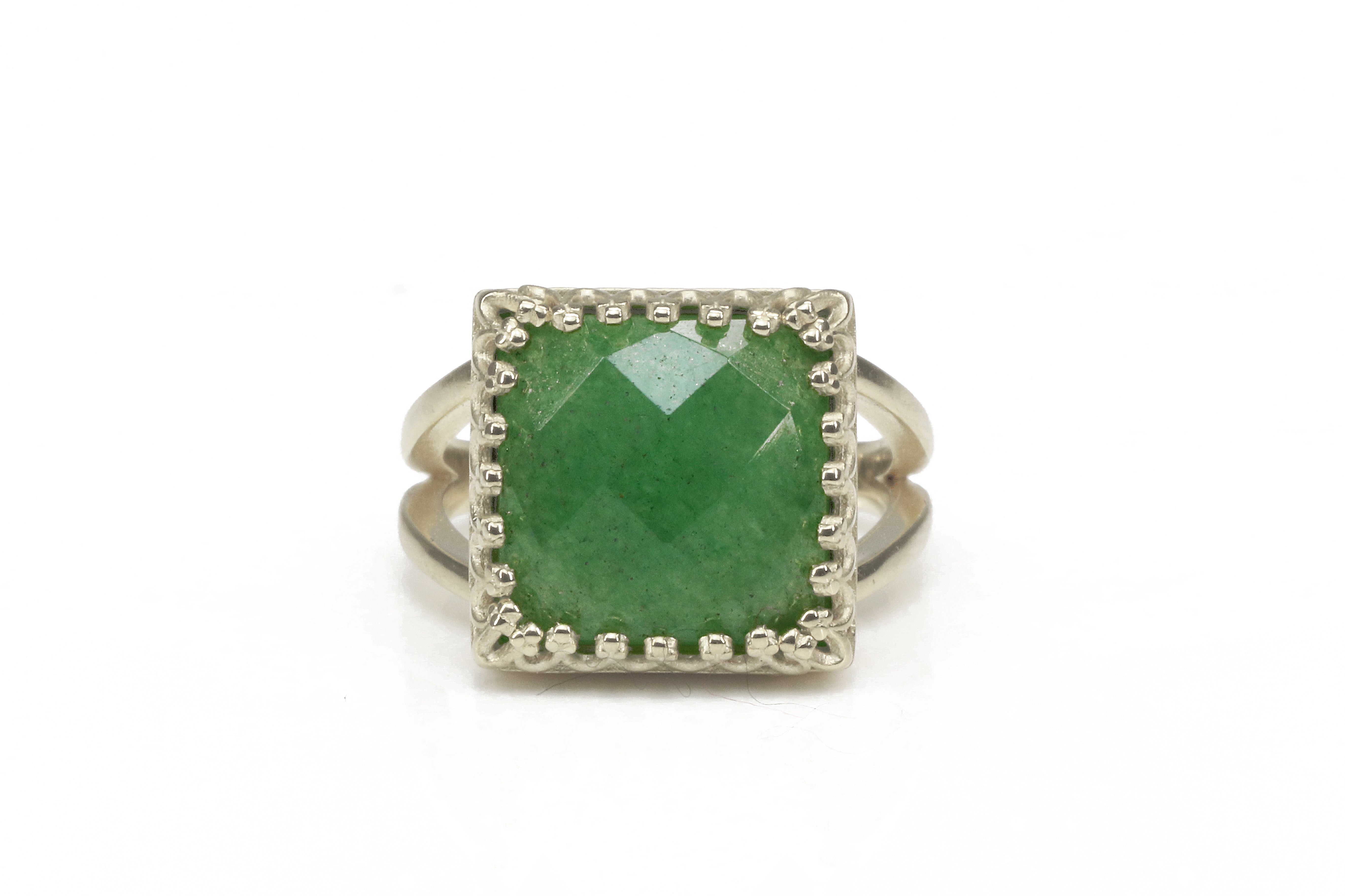 Intricate Aventurine Ring in 925 Sterling Silver Band Rings Anemone Jewelry