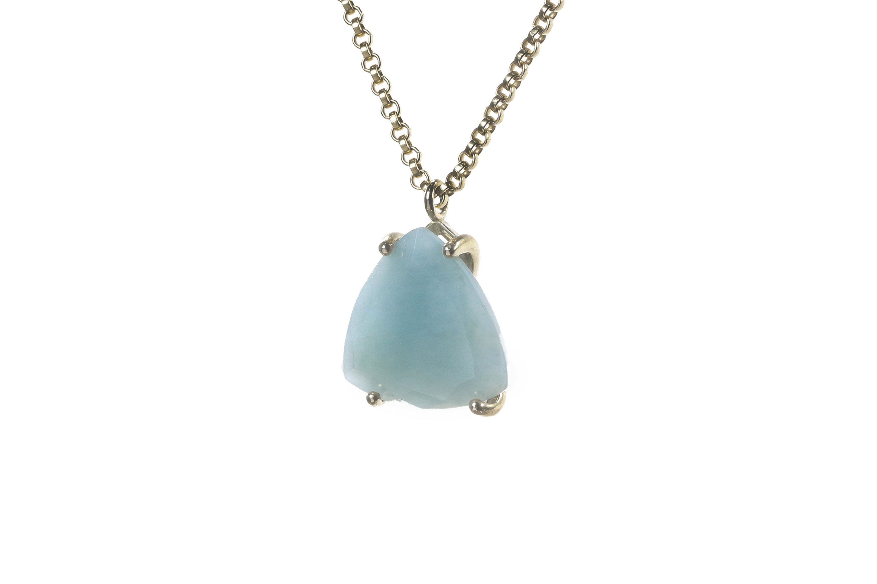 Unique Aquamarine Pendant Gold Necklace necklaces Anemone Jewelry