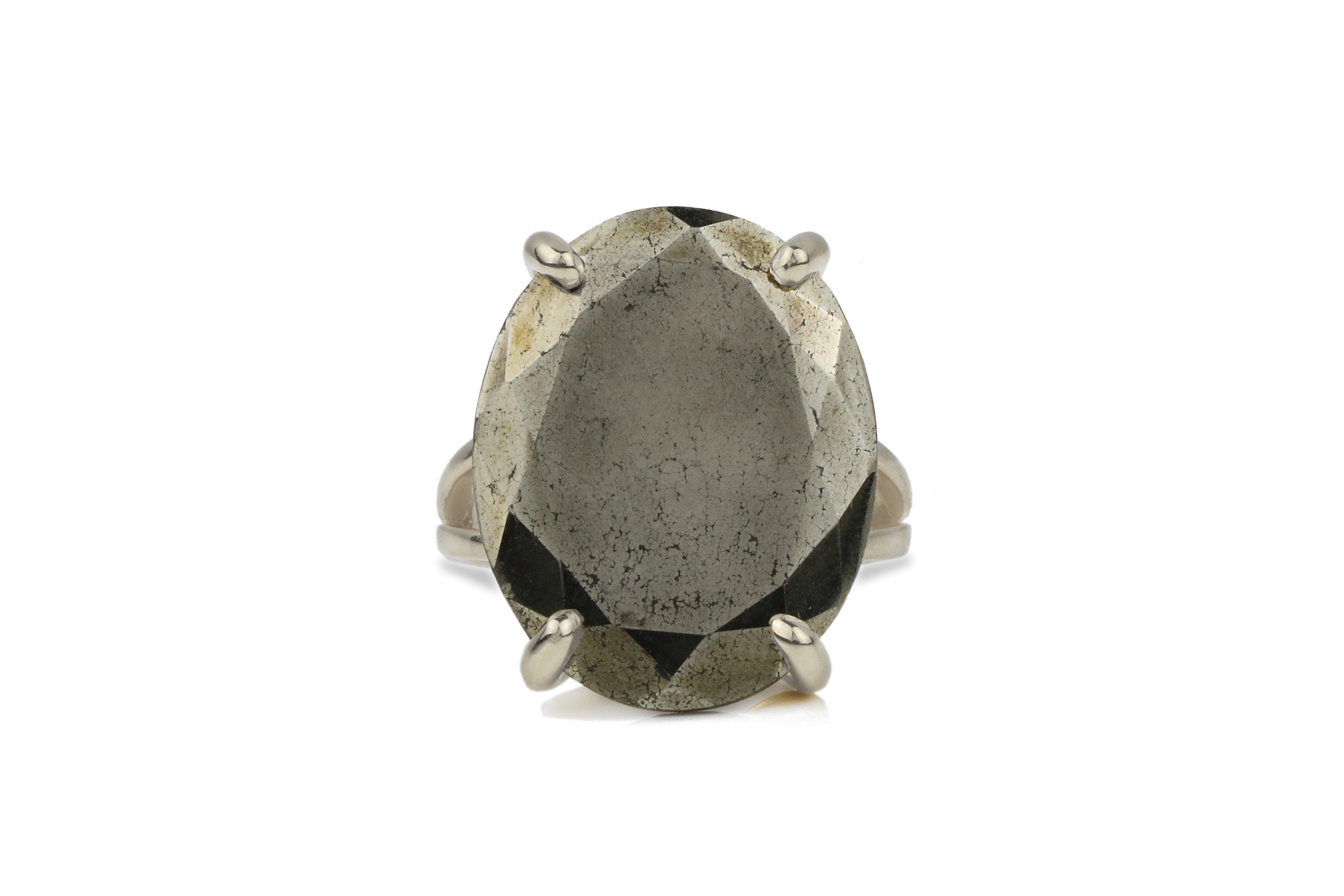 15CT Pyrite Stone Rings in Sterling Silver Rings Anemone Jewelry