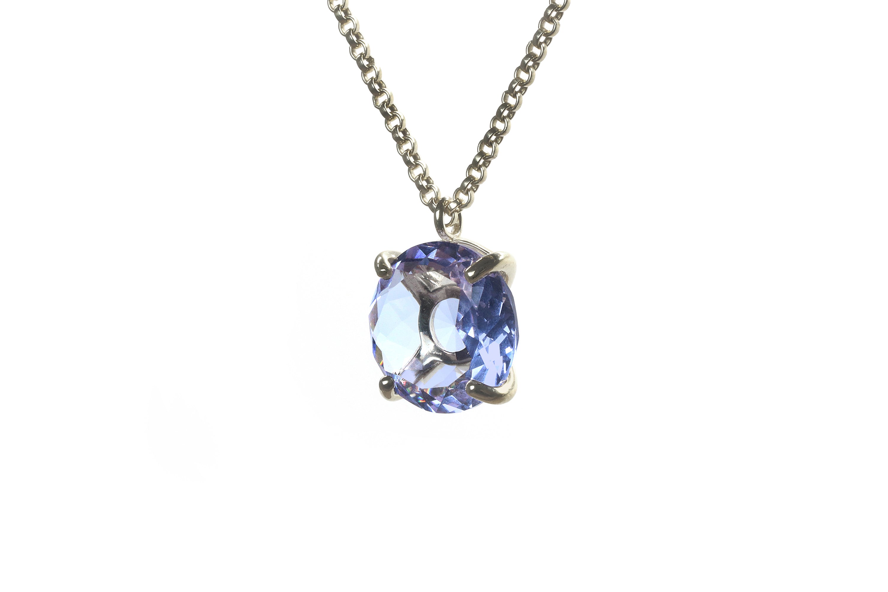 Luscious Round Tanzanite Necklace in Gold necklaces Anemone Jewelry