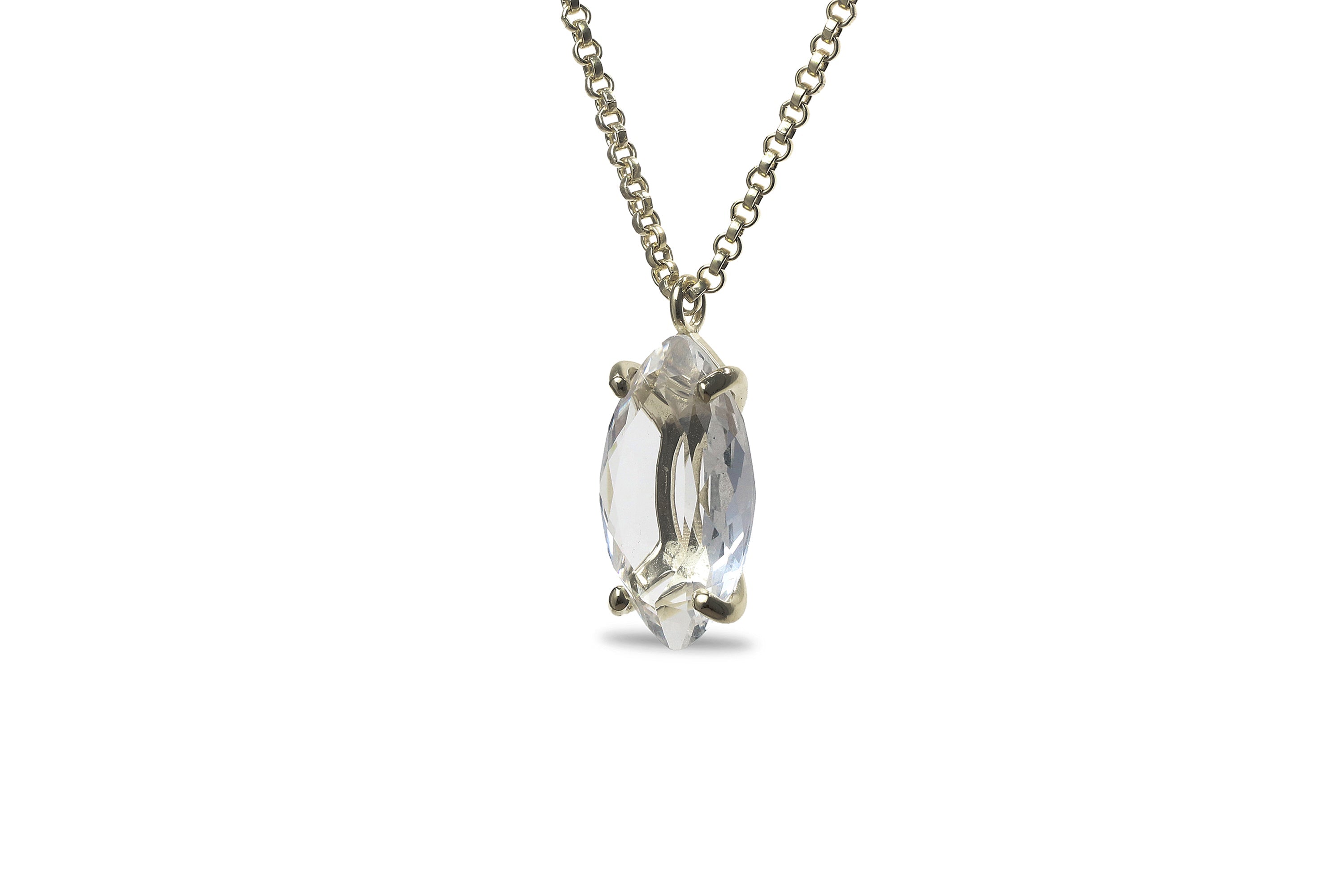Marquise Clear Quartz Necklace necklaces Anemone Jewelry
