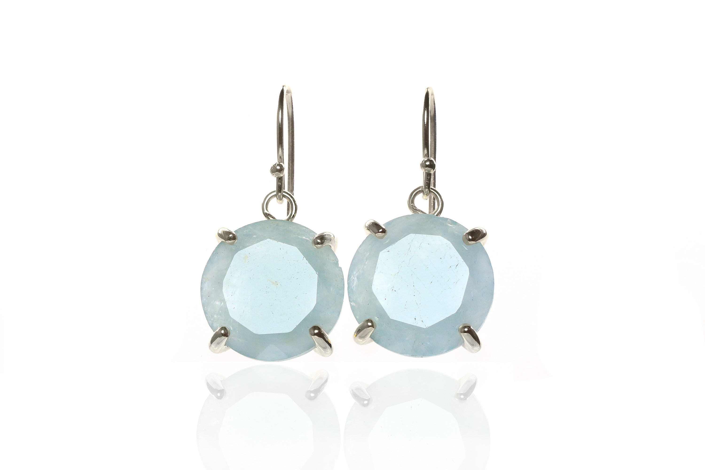 Decorative Aquamarine Earrings in Gold Earrings Anemone Jewelry