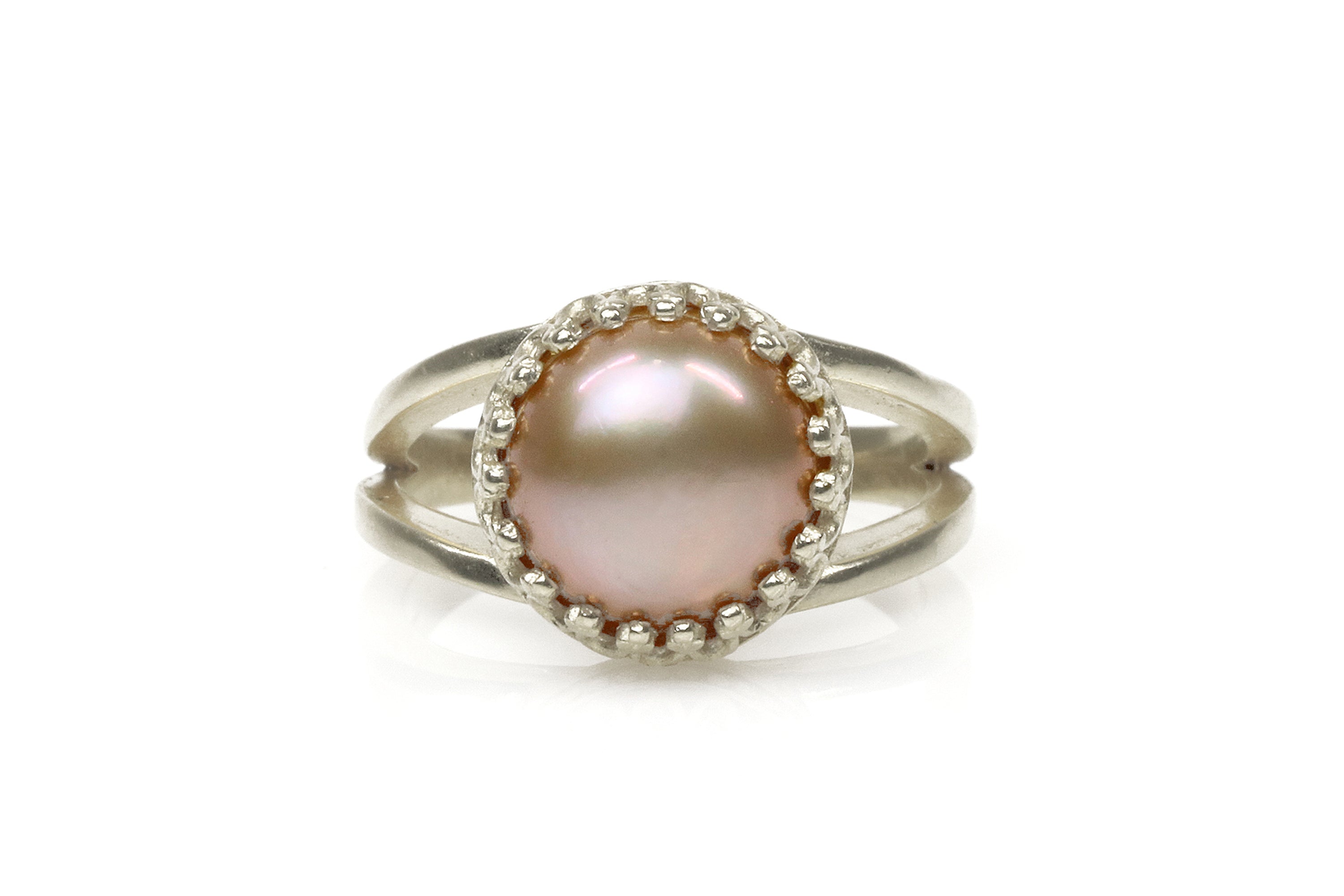 925 Sterling Silver Ring with Pink Freshwater Pearl Rings Anemone Jewelry