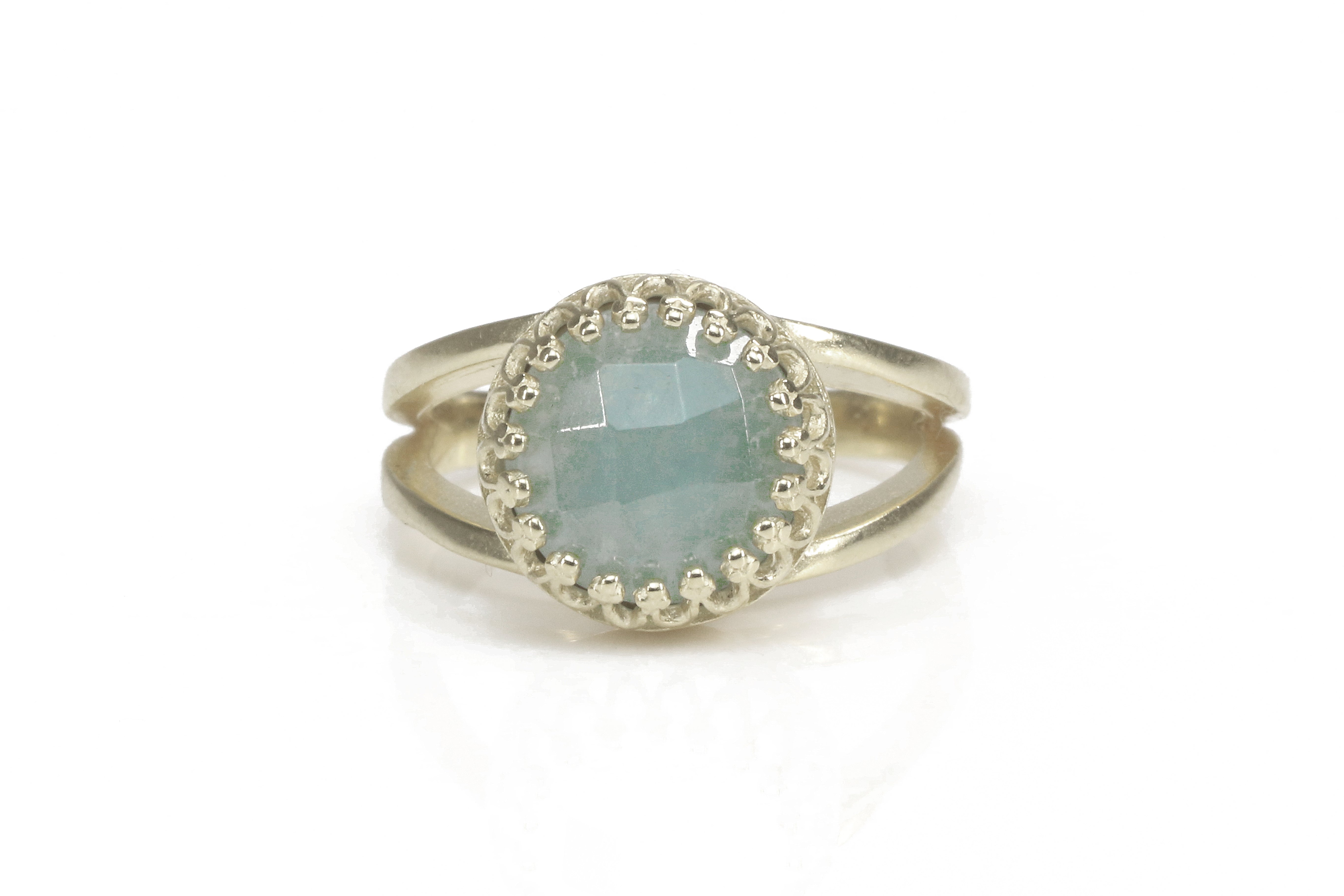Aquamarine Gemstone in 925 Sterling Silver Rings Anemone Jewelry