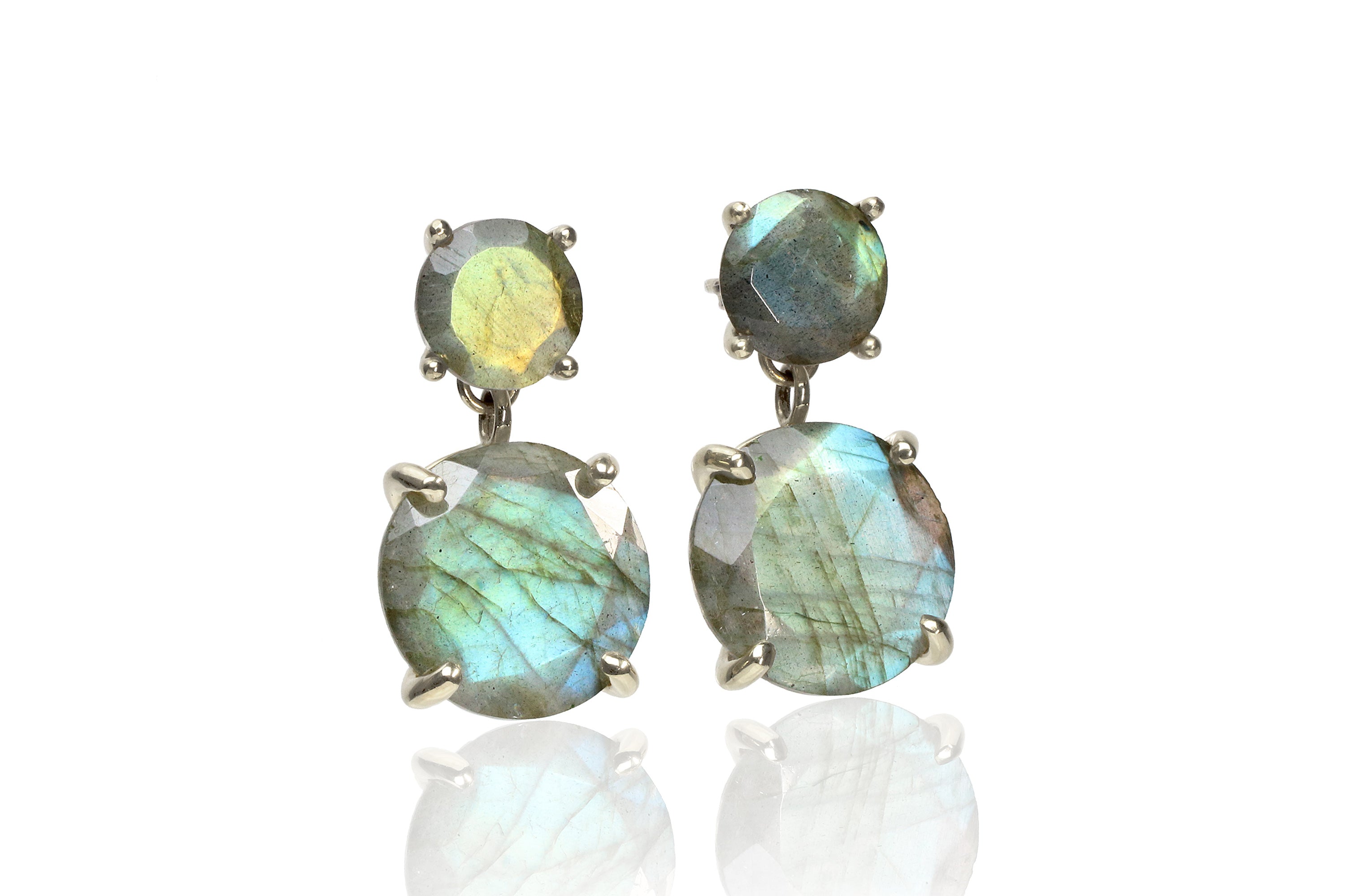 Multi Stone Labradorite Earrings in Sterling Silver Earrings Anemone Jewelry