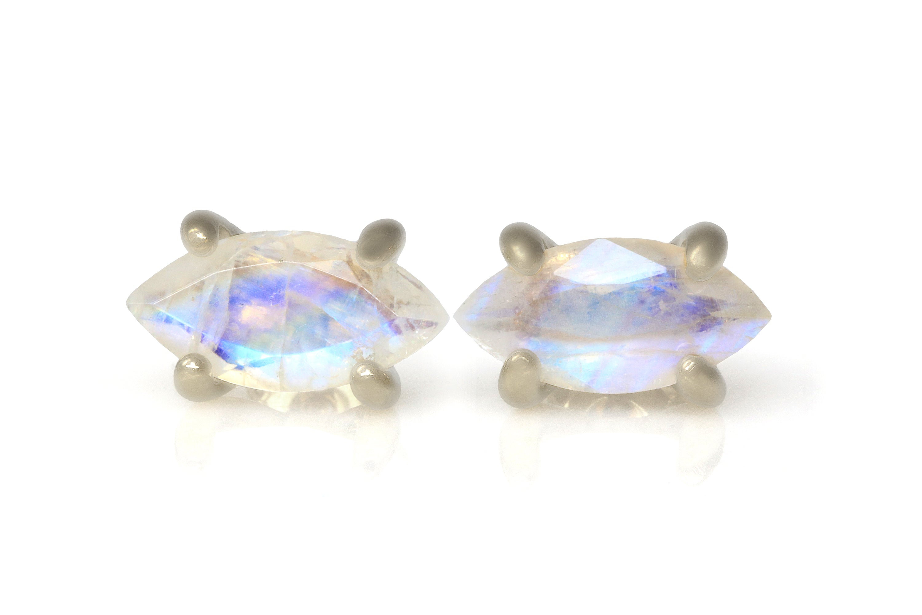 Marquise Rainbow Moonstone Earrings in Sterling Silver Earrings Anemone Unique