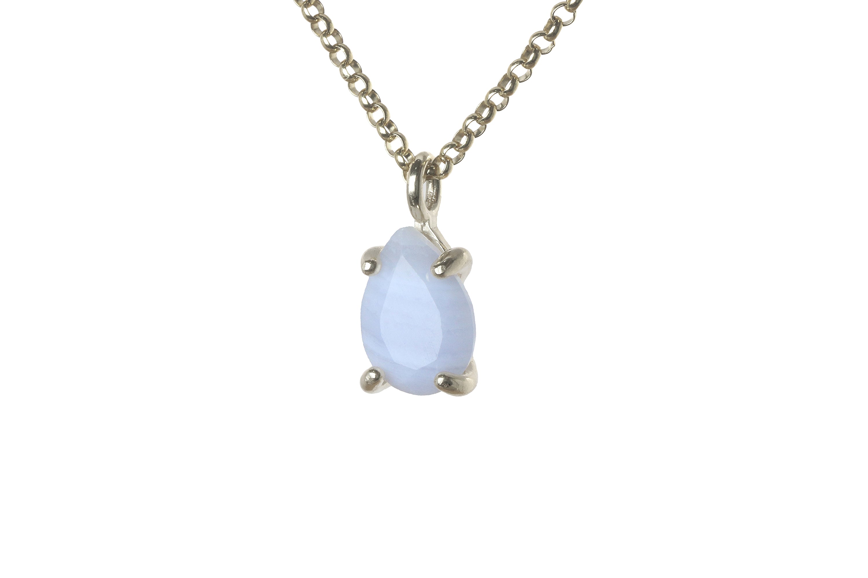 Adorable Blue Lace Agate Gold Necklace necklaces Anemone Unique