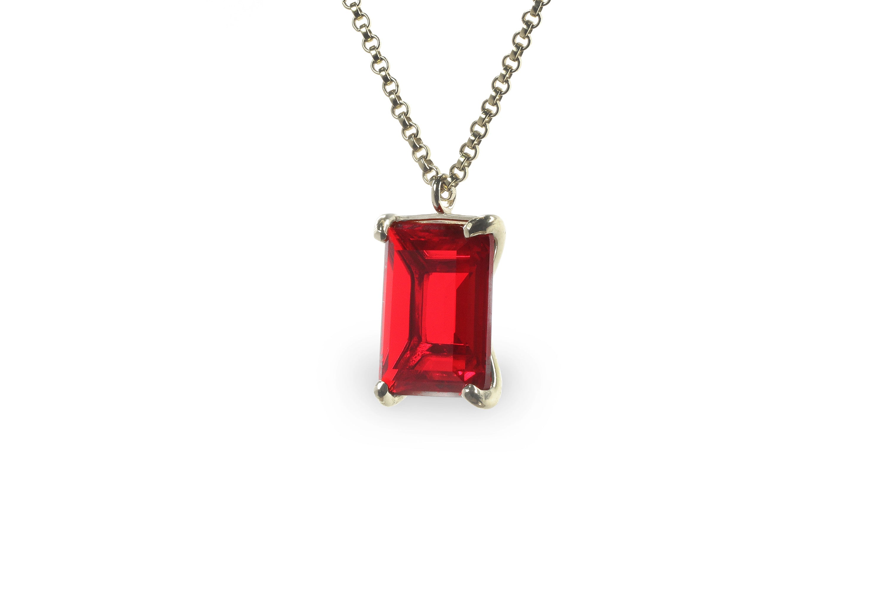 Vibrant Rectangle Ruby Necklace in Gold necklaces Anemone Jewelry