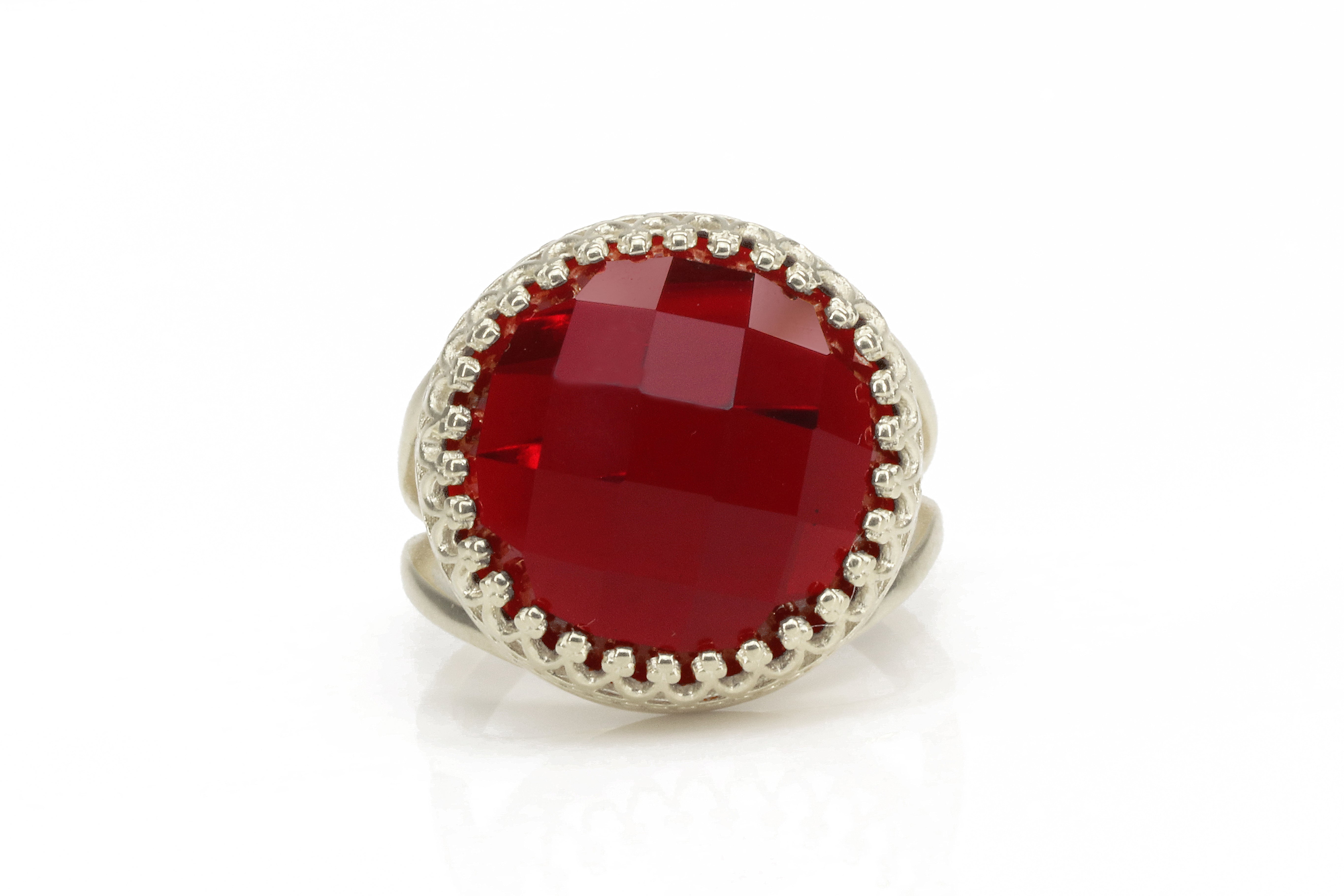 Dazzling Round Garnet Sterling Silver Ring Rings Anemone Jewelry