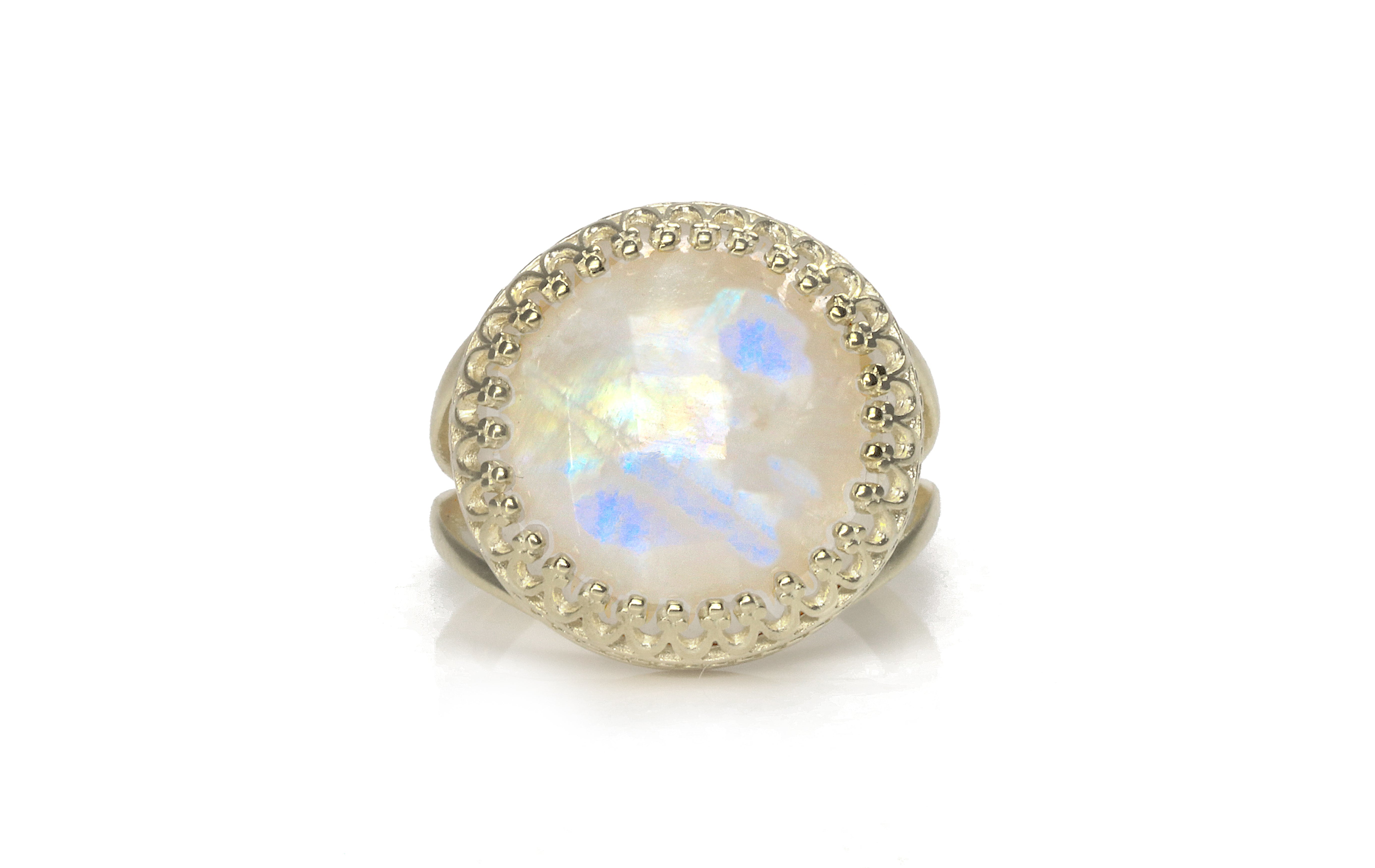 Elegant Fine Moonstone Sterling Silver Ring Rings Anemone Jewelry