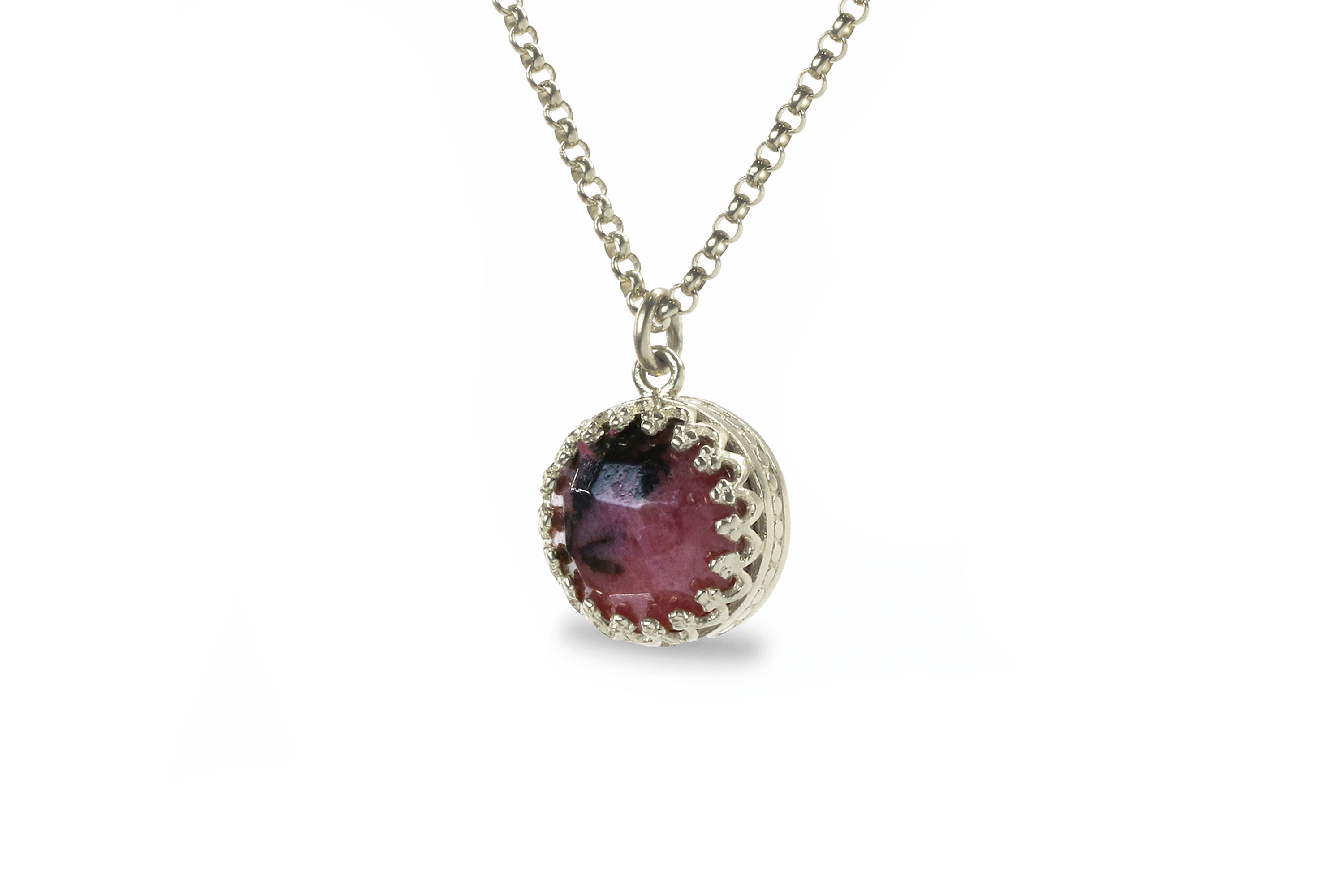 10MM Dainty Rhodonite Necklace in Gold necklaces Anemone Jewelry