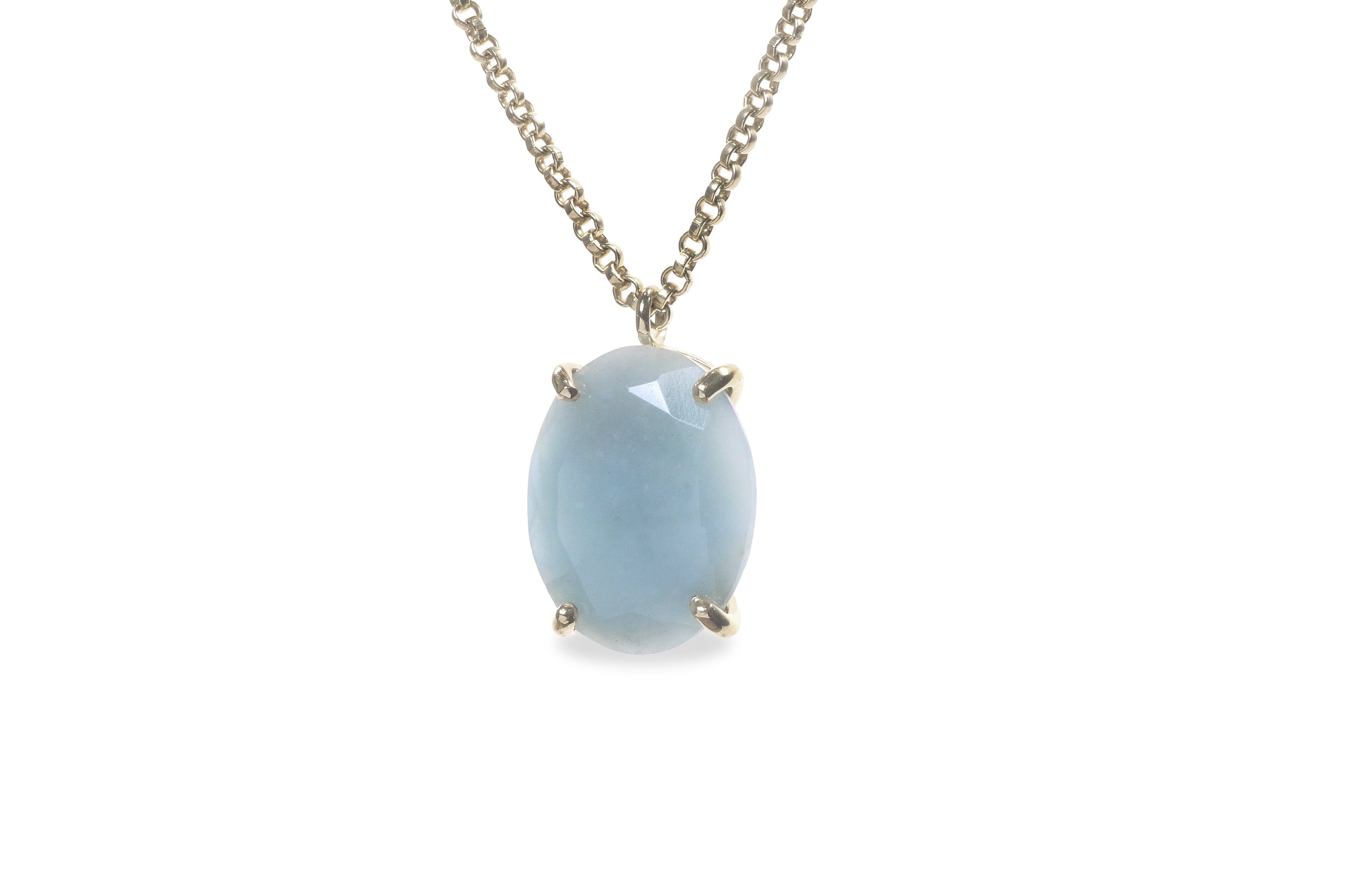 Lustrous Oval Aquamarine Necklace in 14k Gold necklaces Anemone Jewelry
