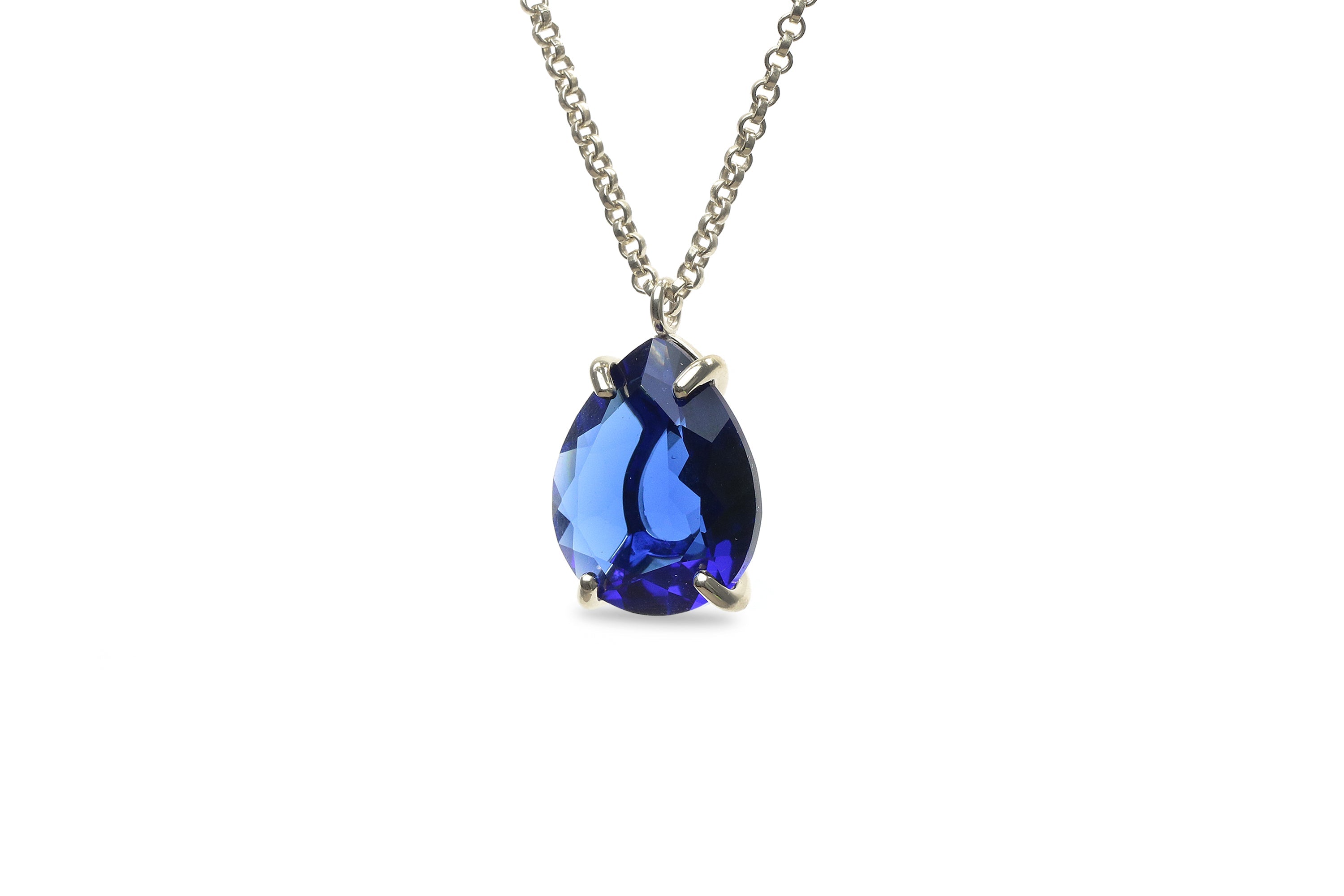 Pear Blue Sapphire Necklace in 14k Gold necklaces Anemone Jewelry