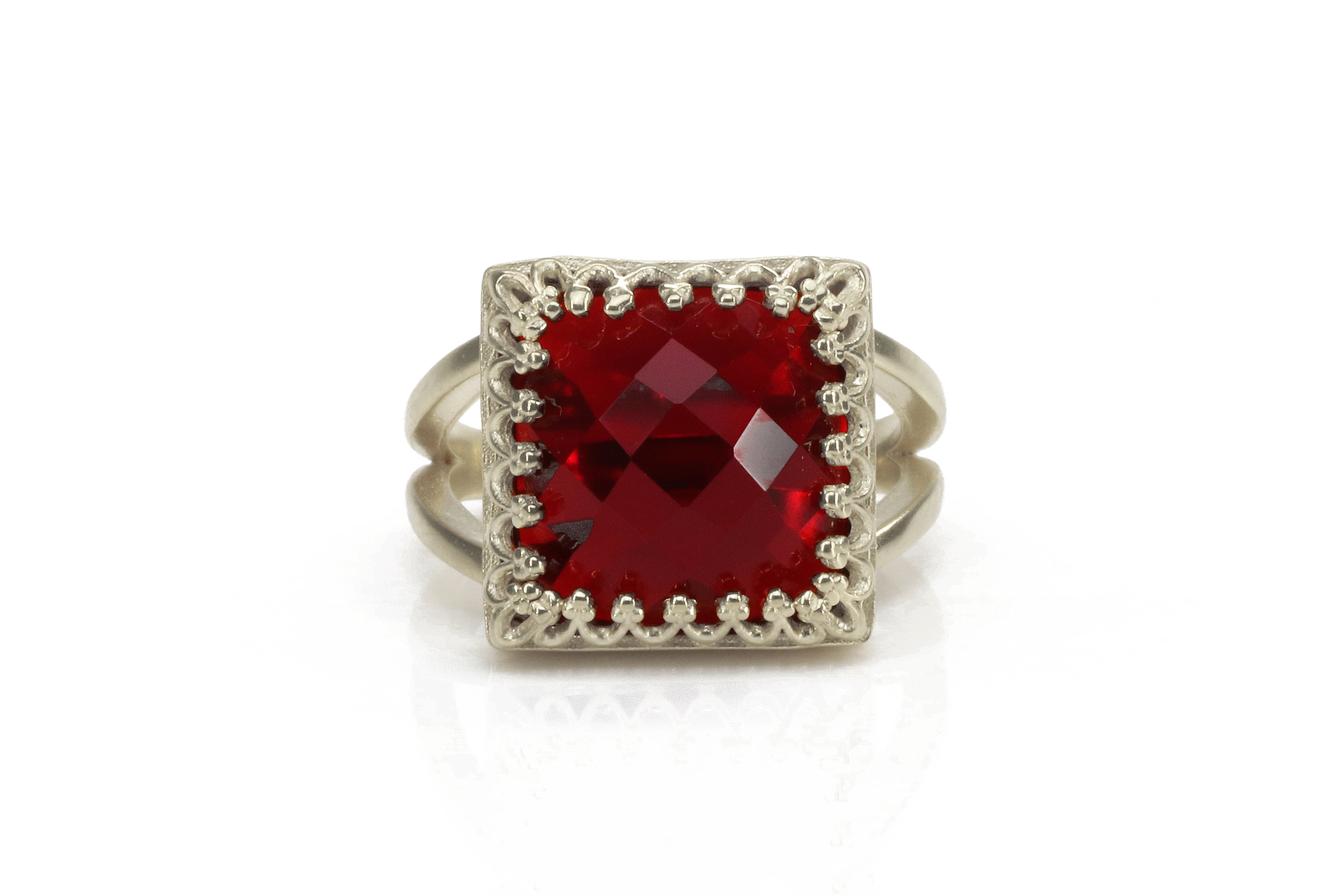 Artisan Red Garnet Sterling Silver Ring Rings Anemone Jewelry