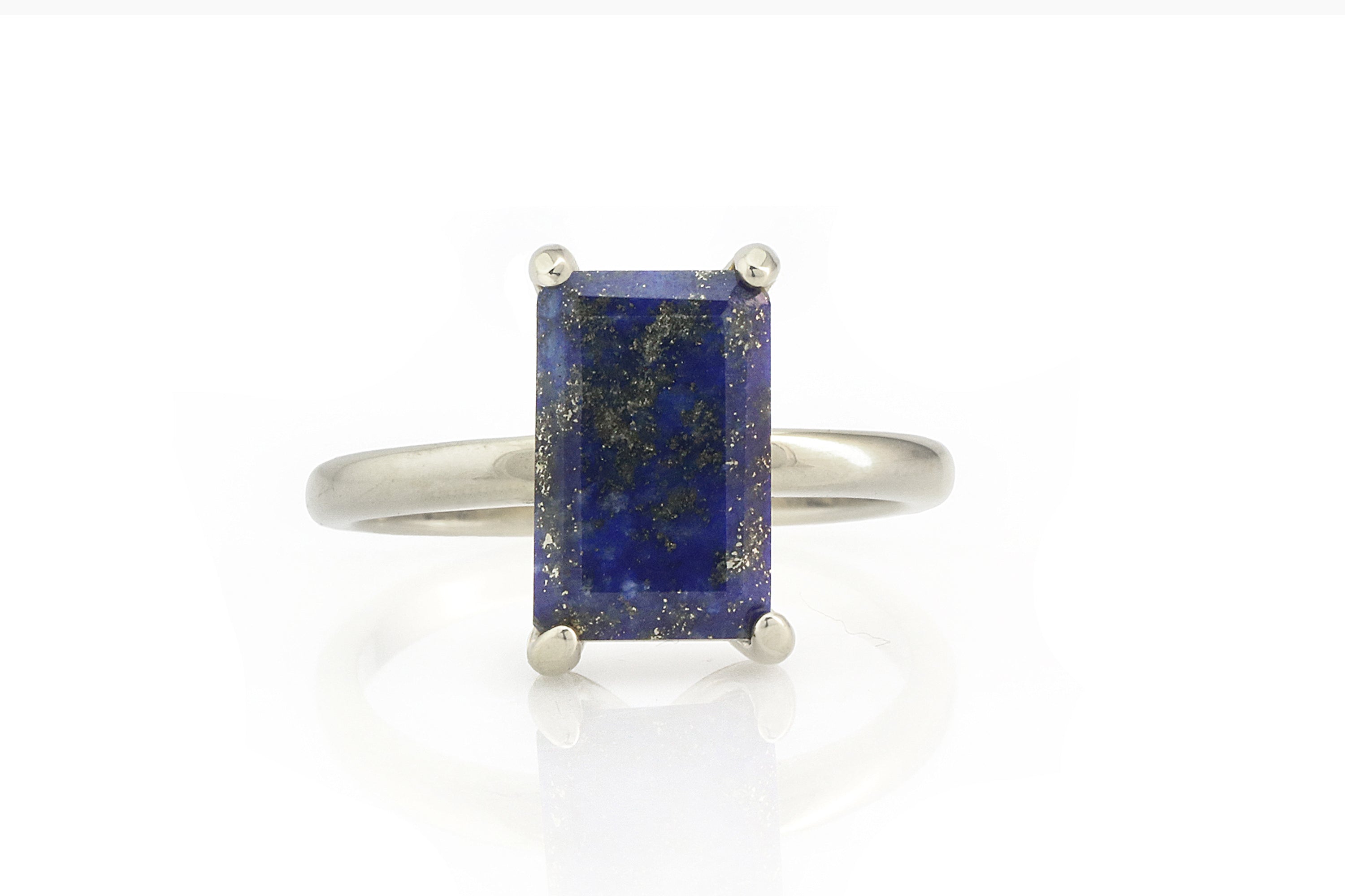Rectangular Lapis Lazuli Ring in 925 Sterling Silver Rings Anemone Unique
