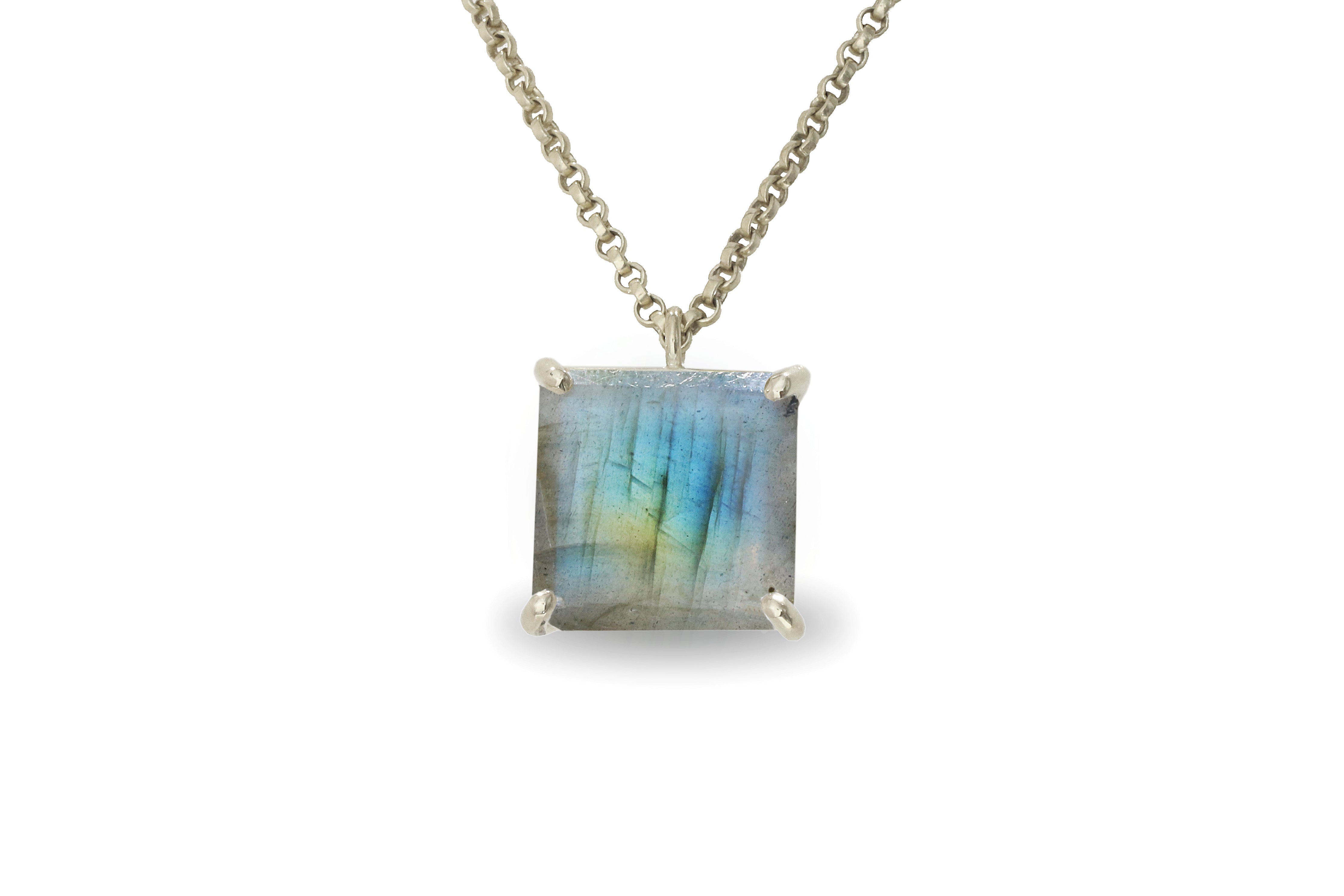 Unique Square Labradorite 14k Gold Pendant Necklace necklaces Anemone Jewelry