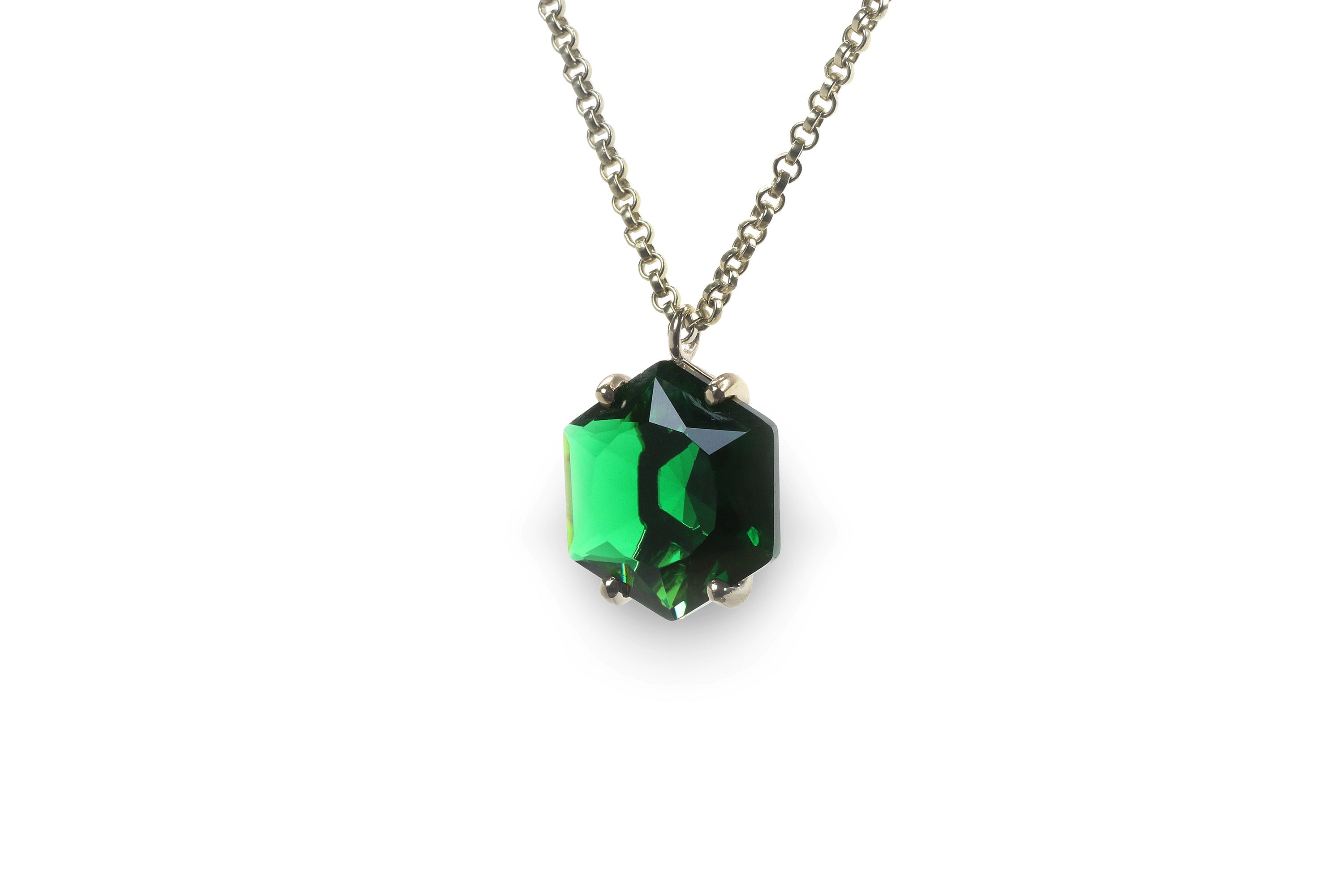 Artisan Hexagon Emerald Gold Filled Necklace necklaces Anemone Jewelry