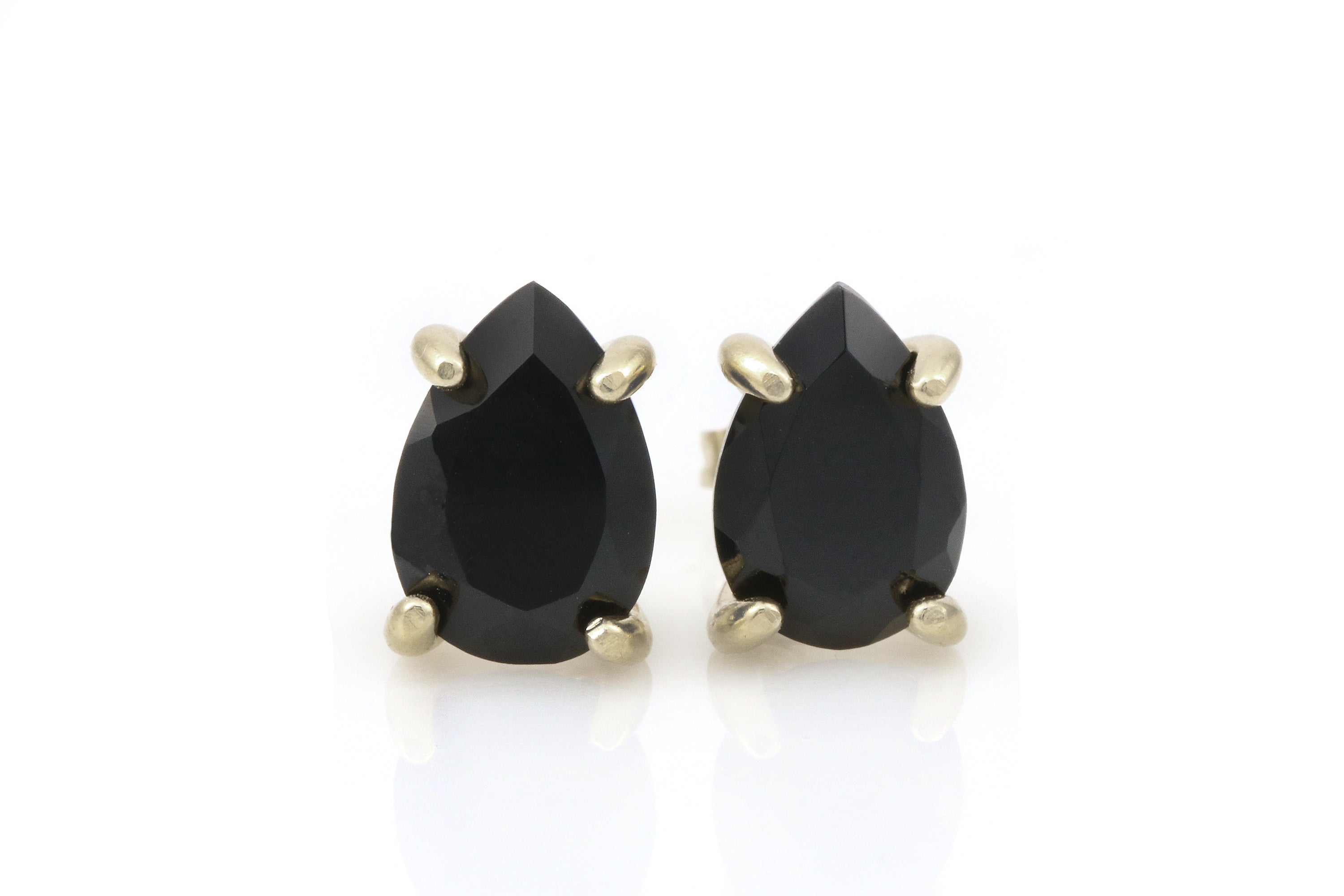 Onyx Sterling Silver Pear Earrings Earrings Anemone Unique