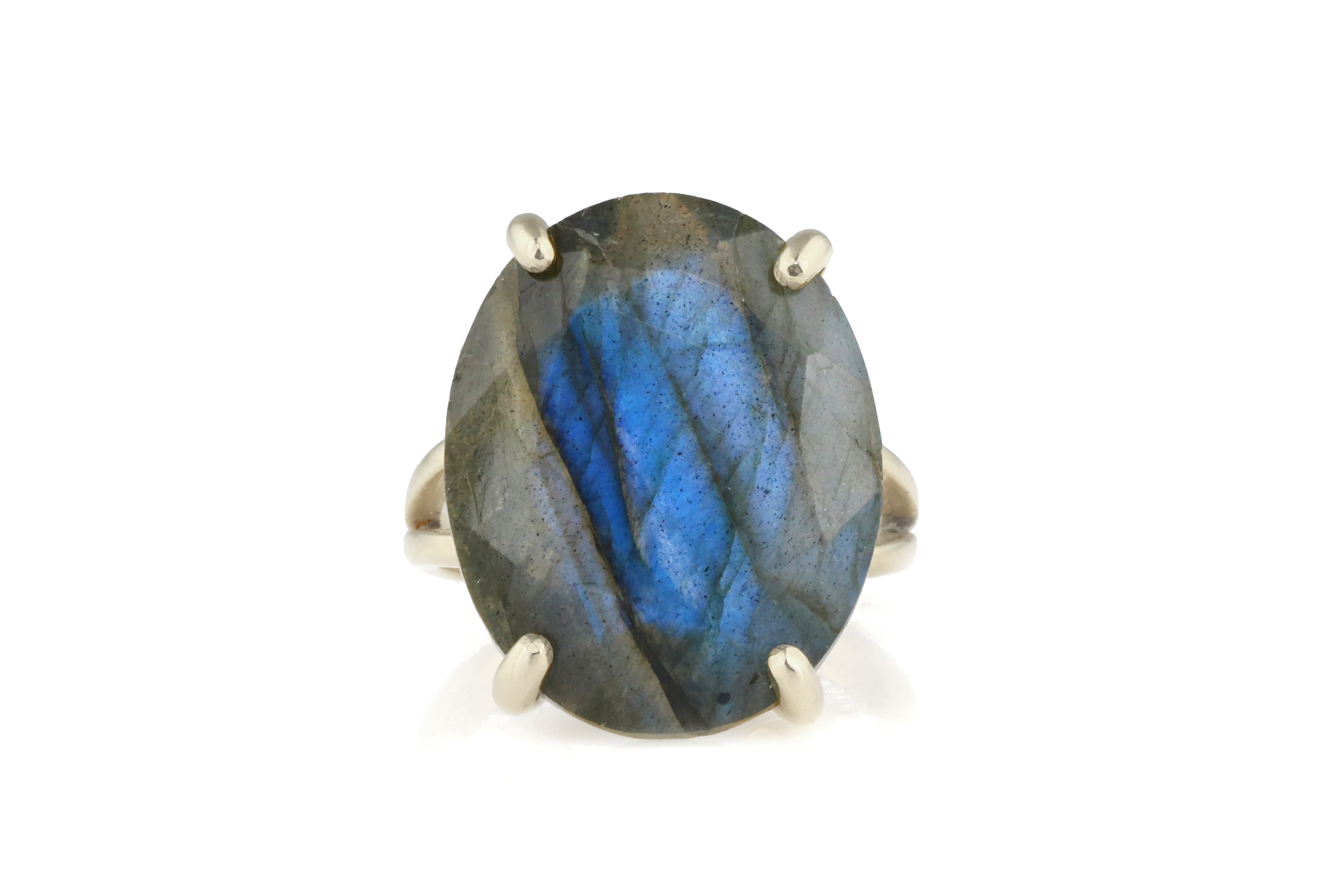 Sterling Silver Ring with Oval Labradorite Rings Anemone Jewelry