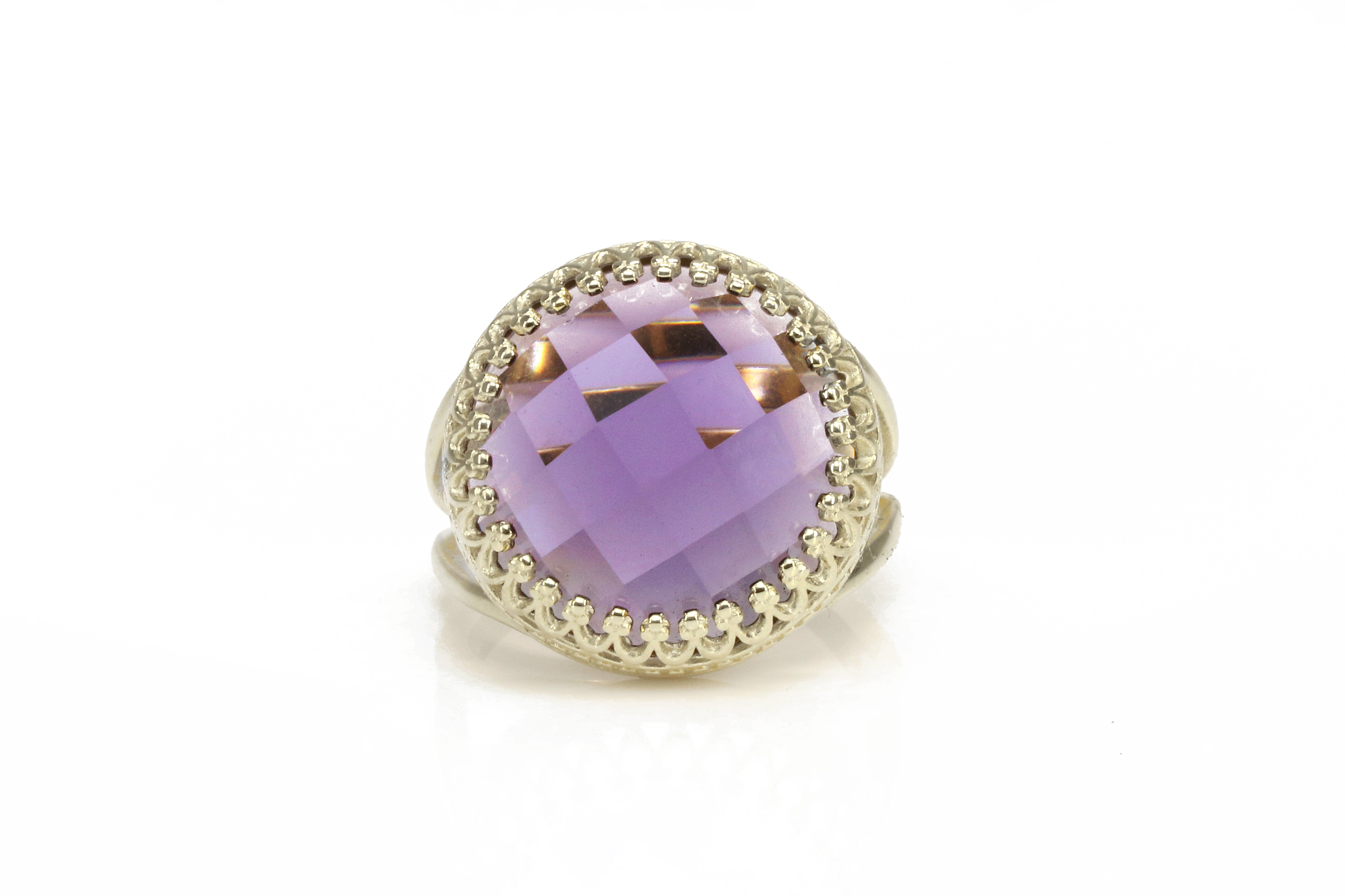 Attractive Purple Amethyst Ring in 925 Sterling Silver Rings Anemone Jewelry